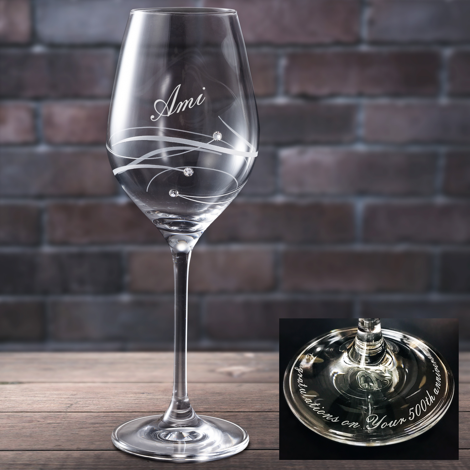 ペア名入れ】クリスタルシャンパングラス with SWAROVSKI ペア 210ml 