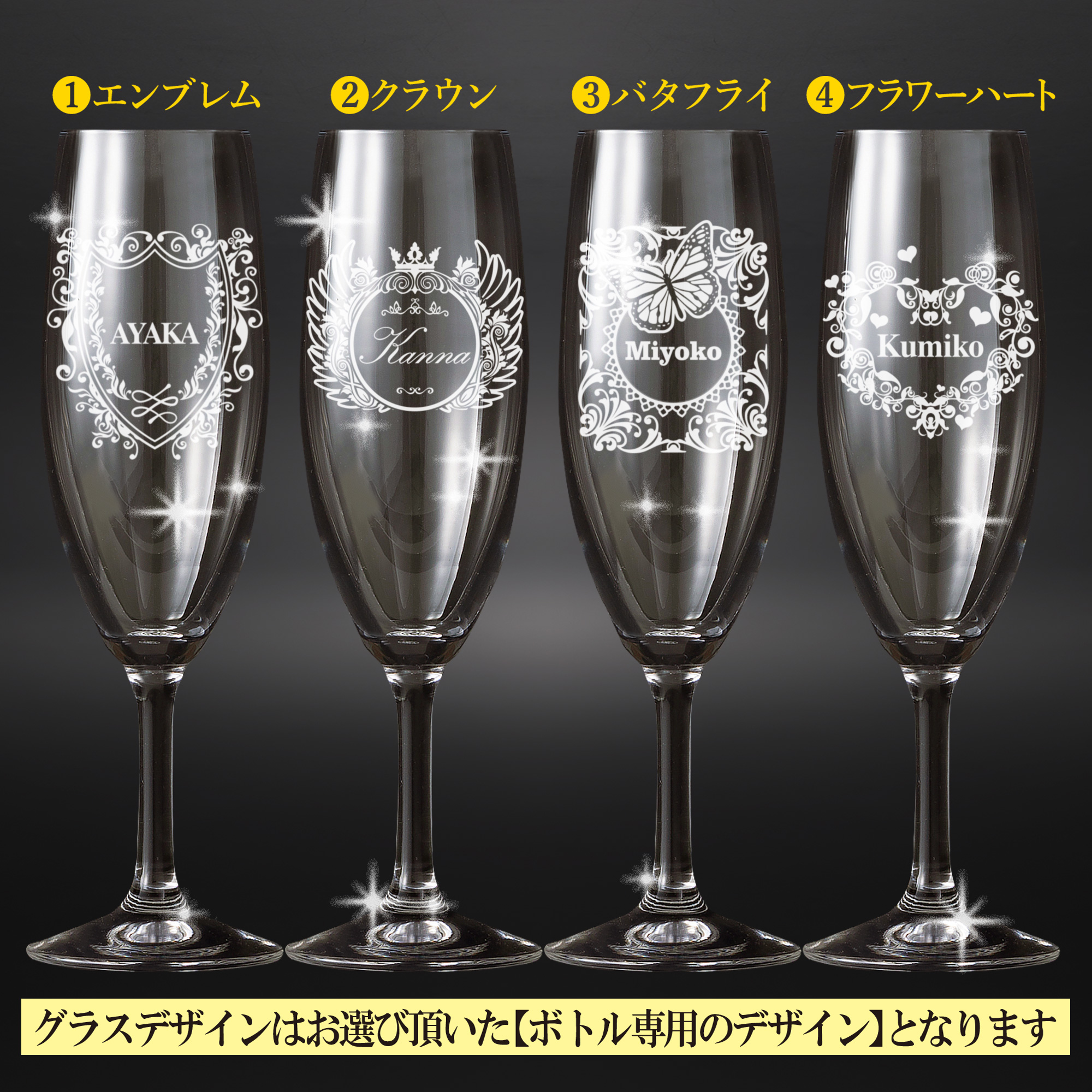 名入れ　金箔スパークリングワイン＆ペアグラスセット