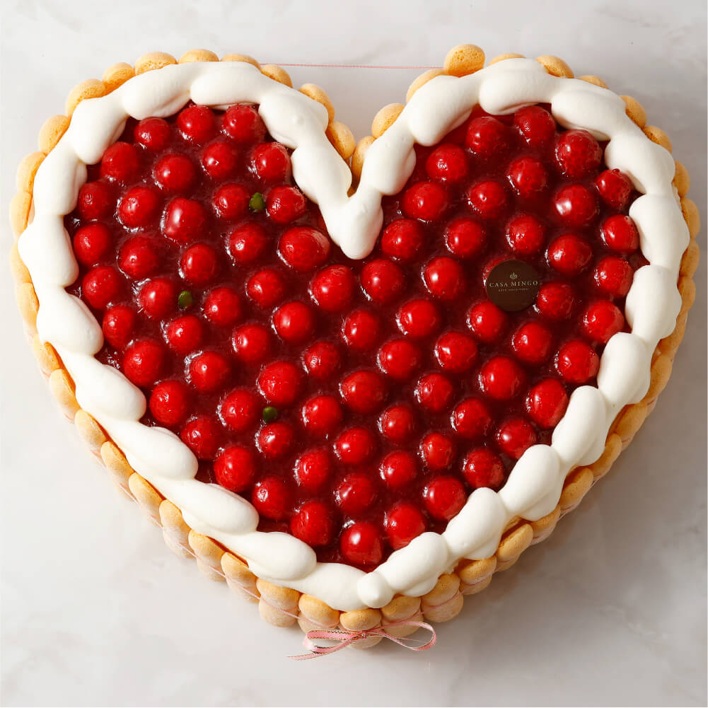 ［30~36cm各種］最高級洋菓子特注ハート型シュス木苺レアチーズケーキ