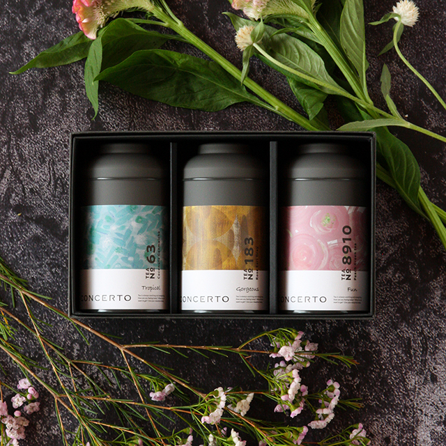 ローズアールグレイ＆ココナッツ玄米茶＆白桃緑茶 3缶セット