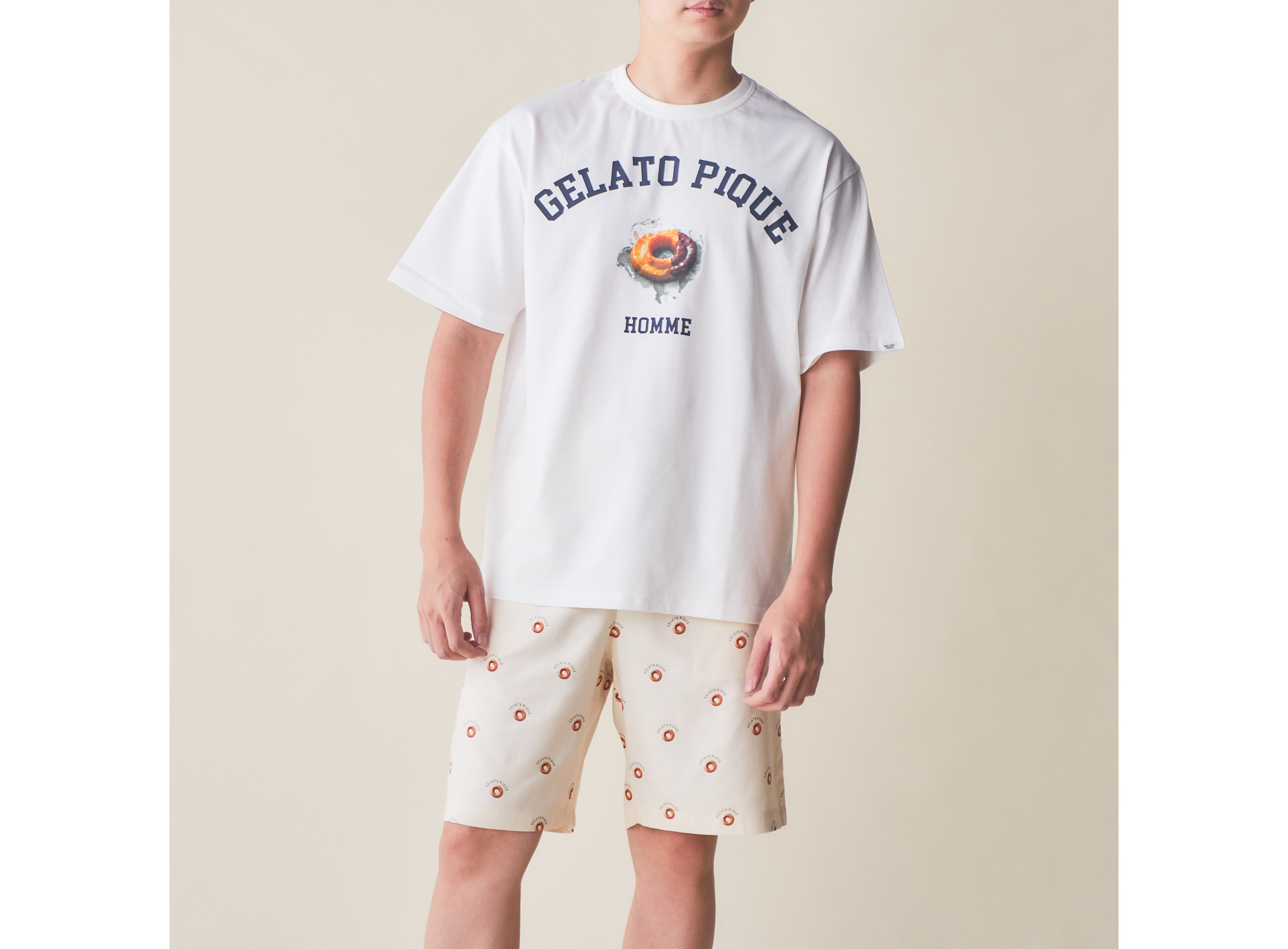 【HOMME】ドーナツロゴ　Tシャツ＆ハーフパンツセット