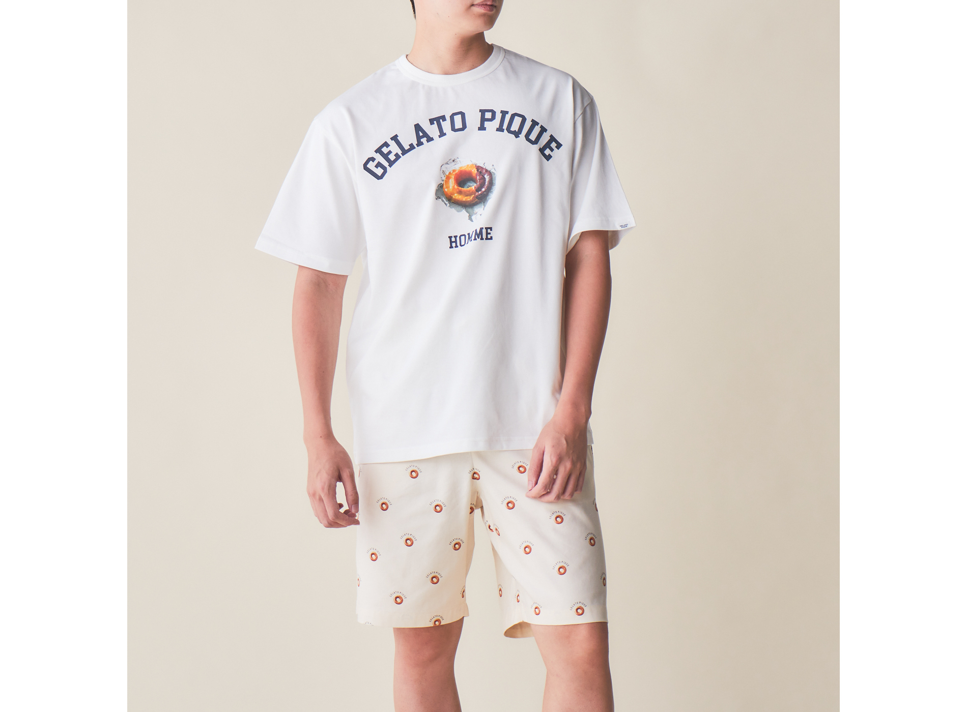 【HOMME】ドーナツロゴ　Tシャツ＆ハーフパンツセット