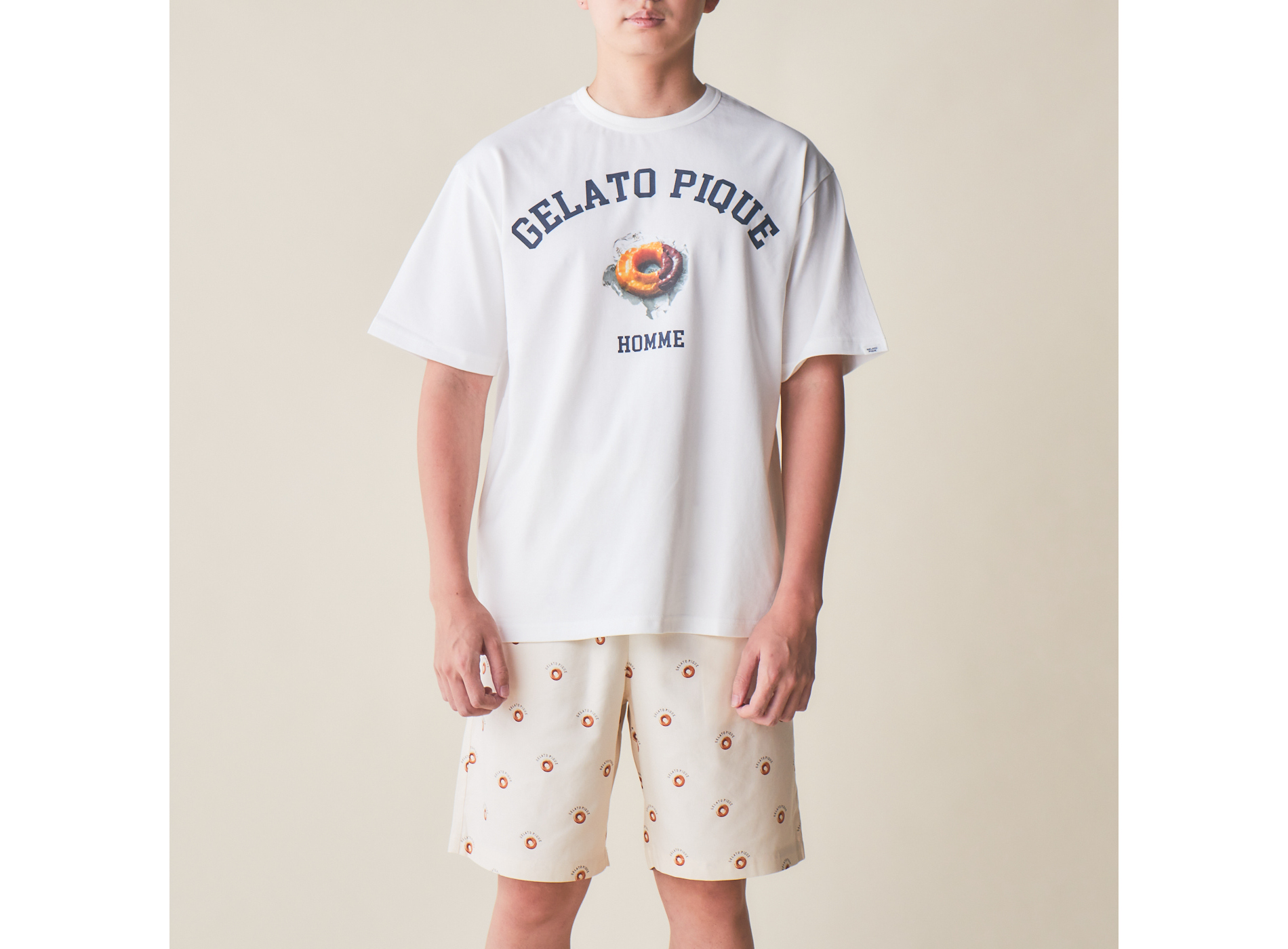 【HOMME】ドーナツロゴ　Tシャツ＆ハーフパンツセット