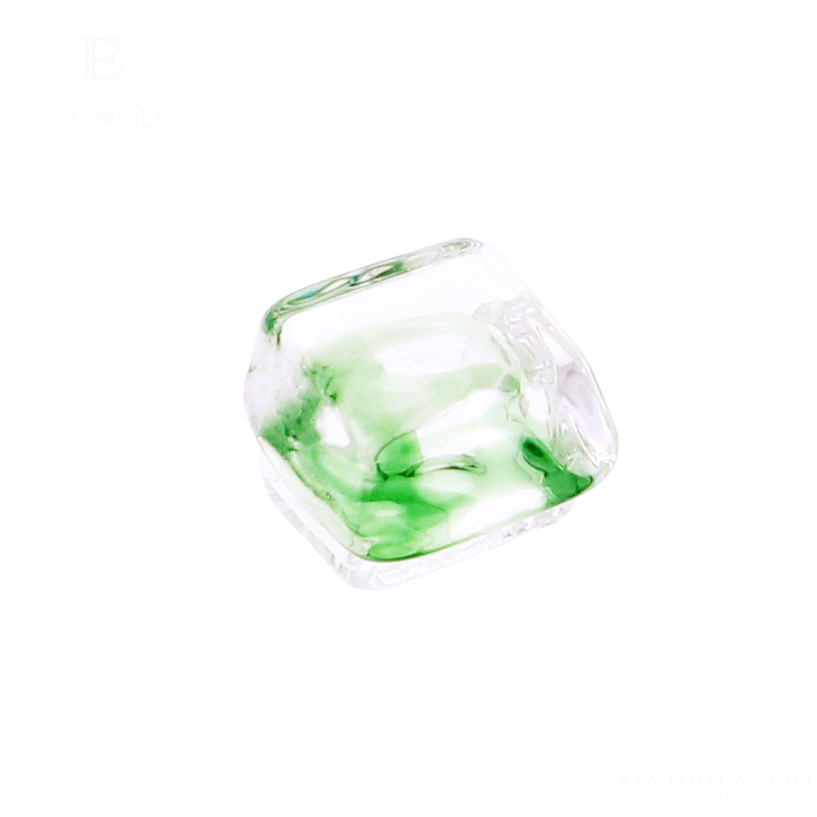 ガラス帯留め レトロ  ビー玉調 正方形 