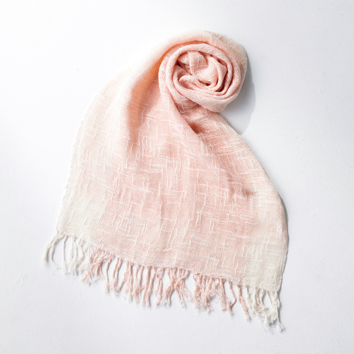 麻とボタニカルオーガニックの節糸格子マフラー