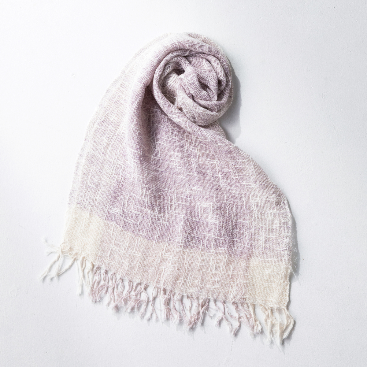 麻とボタニカルオーガニックの節糸格子マフラー