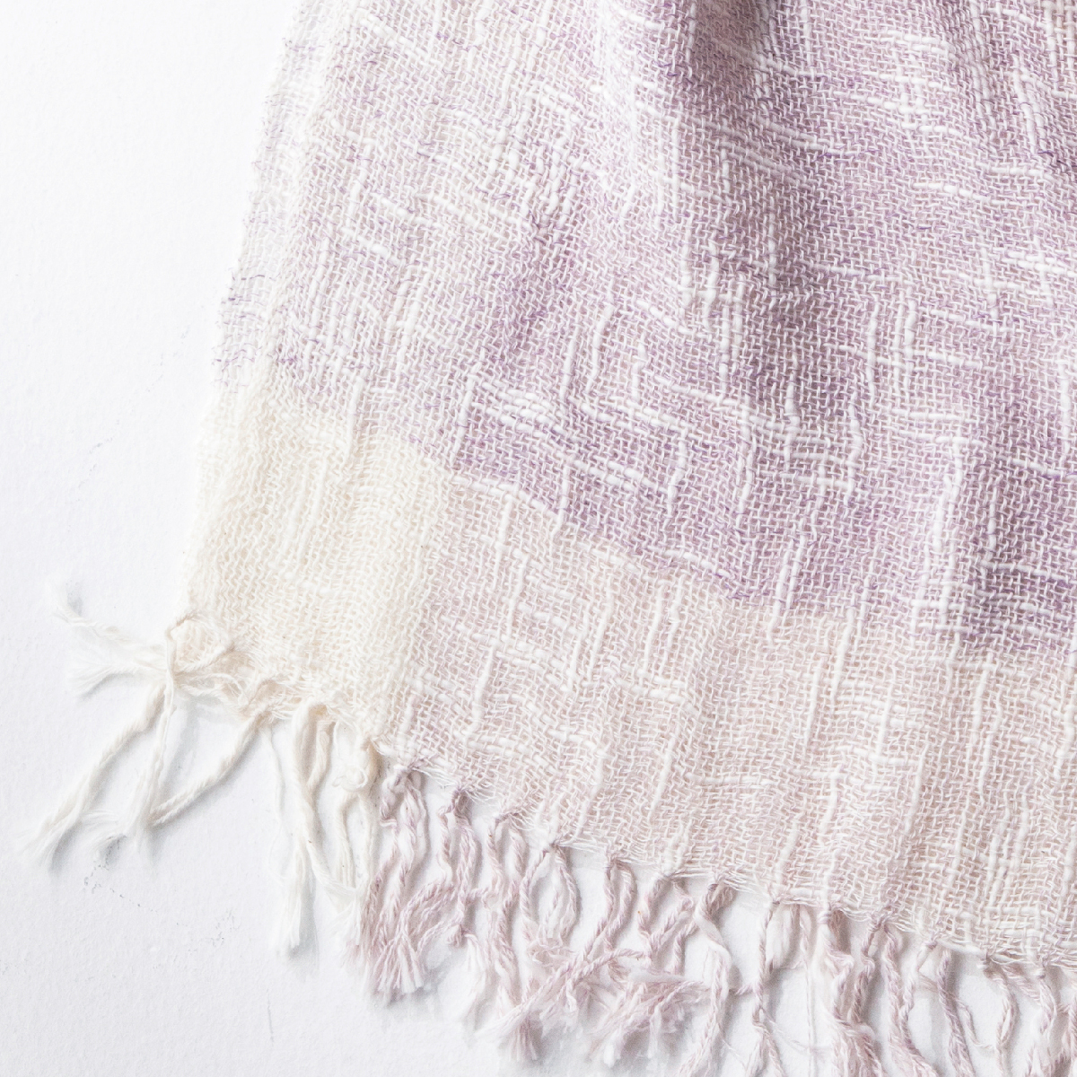 麻とボタニカルオーガニックの節糸格子マフラー