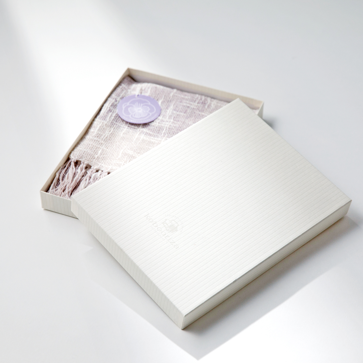 麻とボタニカルオーガニックの節糸格子マフラー