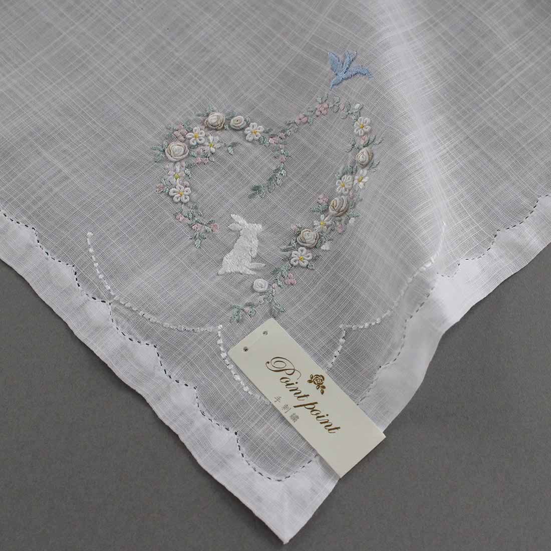 ベトナム手刺繍ハンカチーフ（ハート）