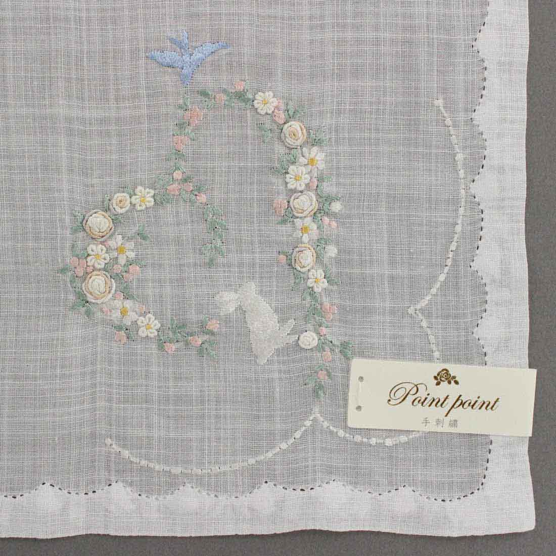ベトナム手刺繍ハンカチーフ（ハート）