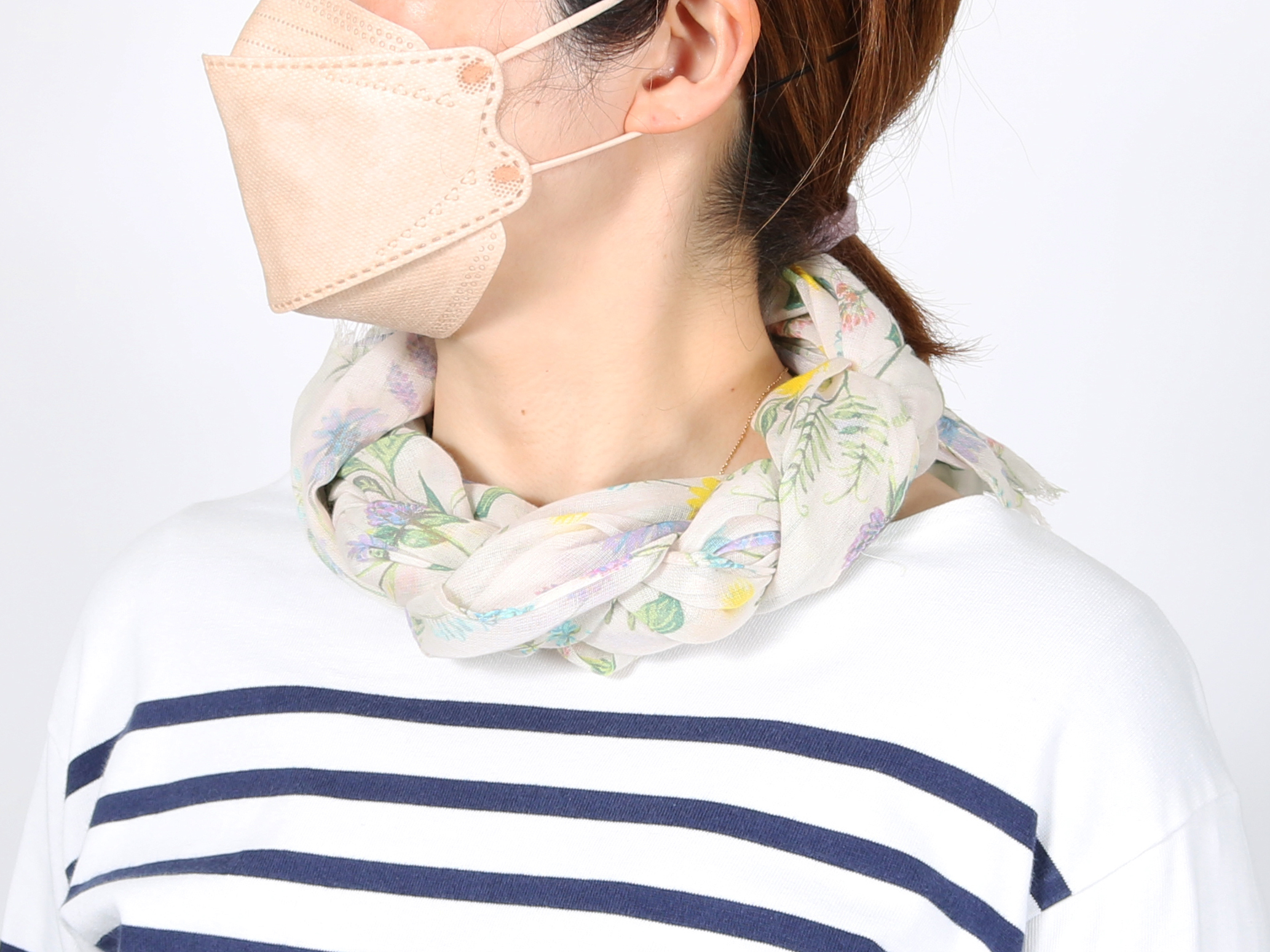 オーガニックコットンUVカットストール　ボタニカル　