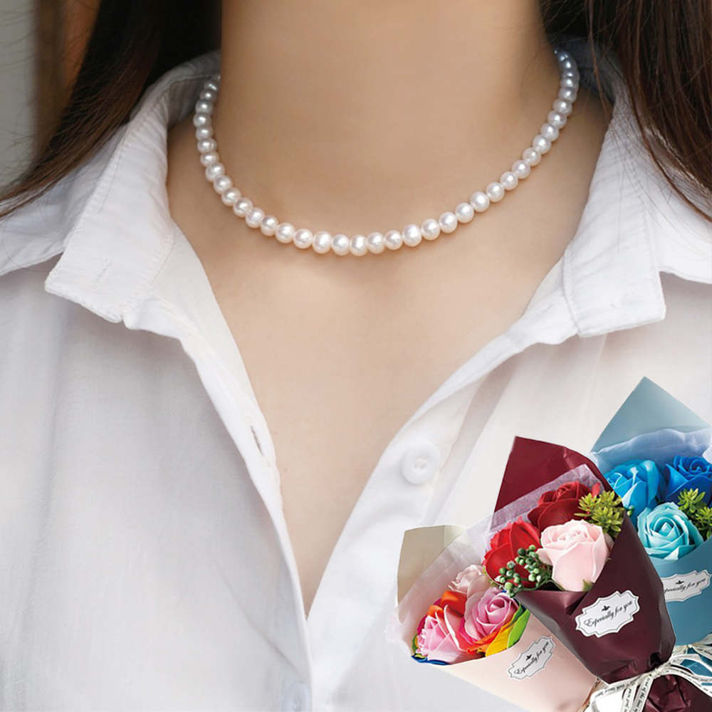 天然淡水バロックパールネックレス 7-8mm | C 