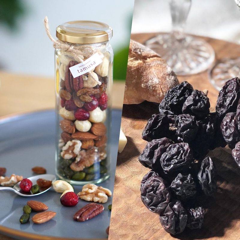 枝付き巨峰のセミドライ＆素焼きミックスナッツセット　化粧箱入り