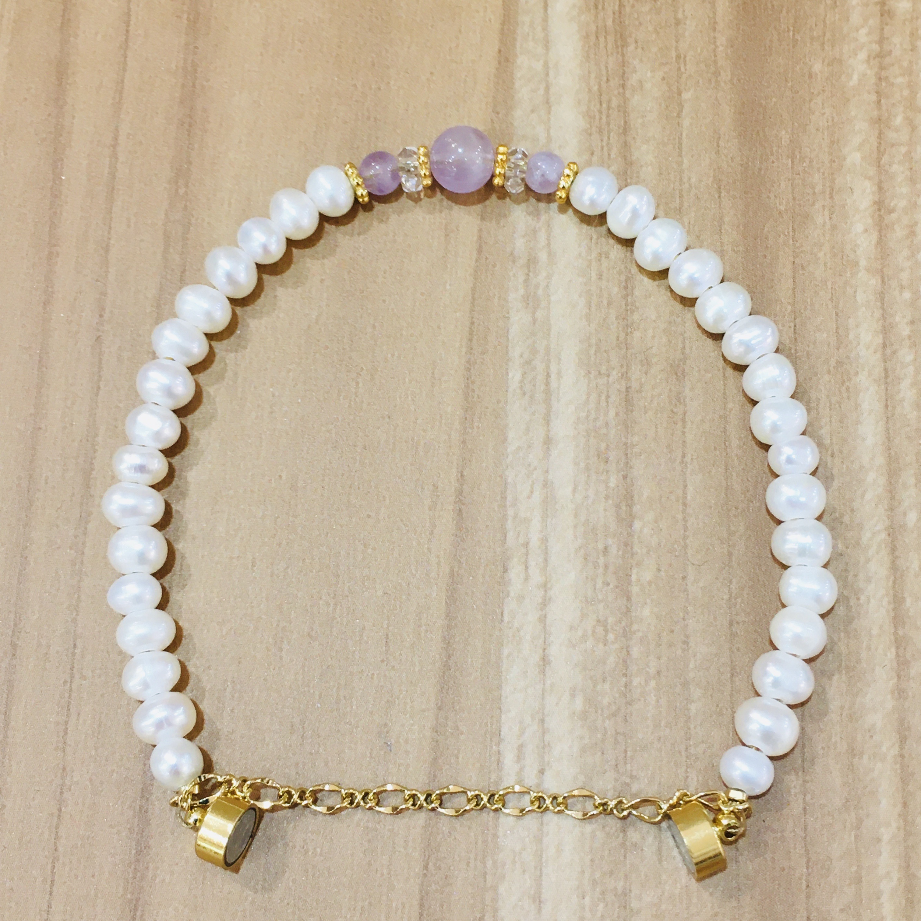 誕生石×淡水パール/マグネットブレスレット