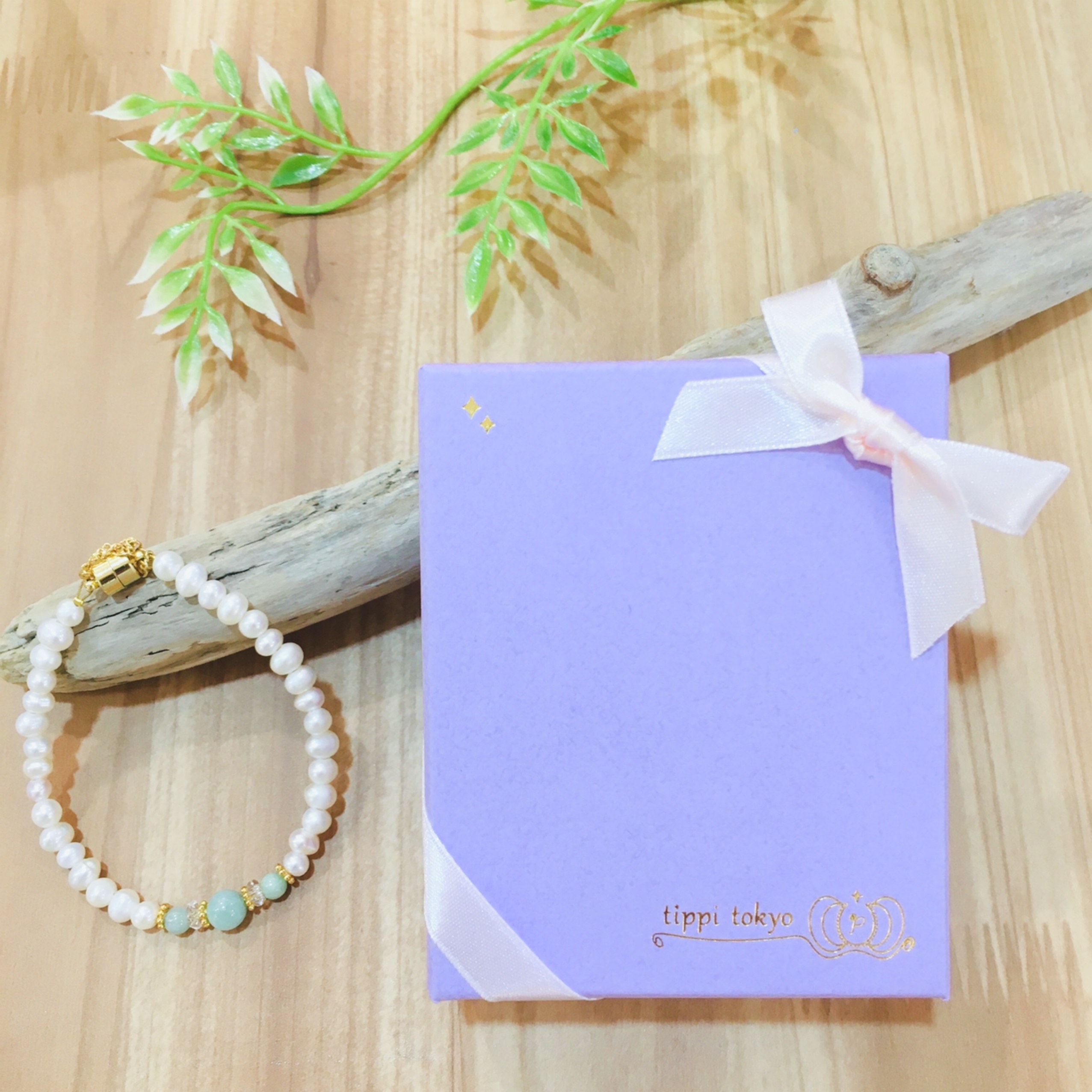 誕生石×淡水パール/マグネットブレスレット