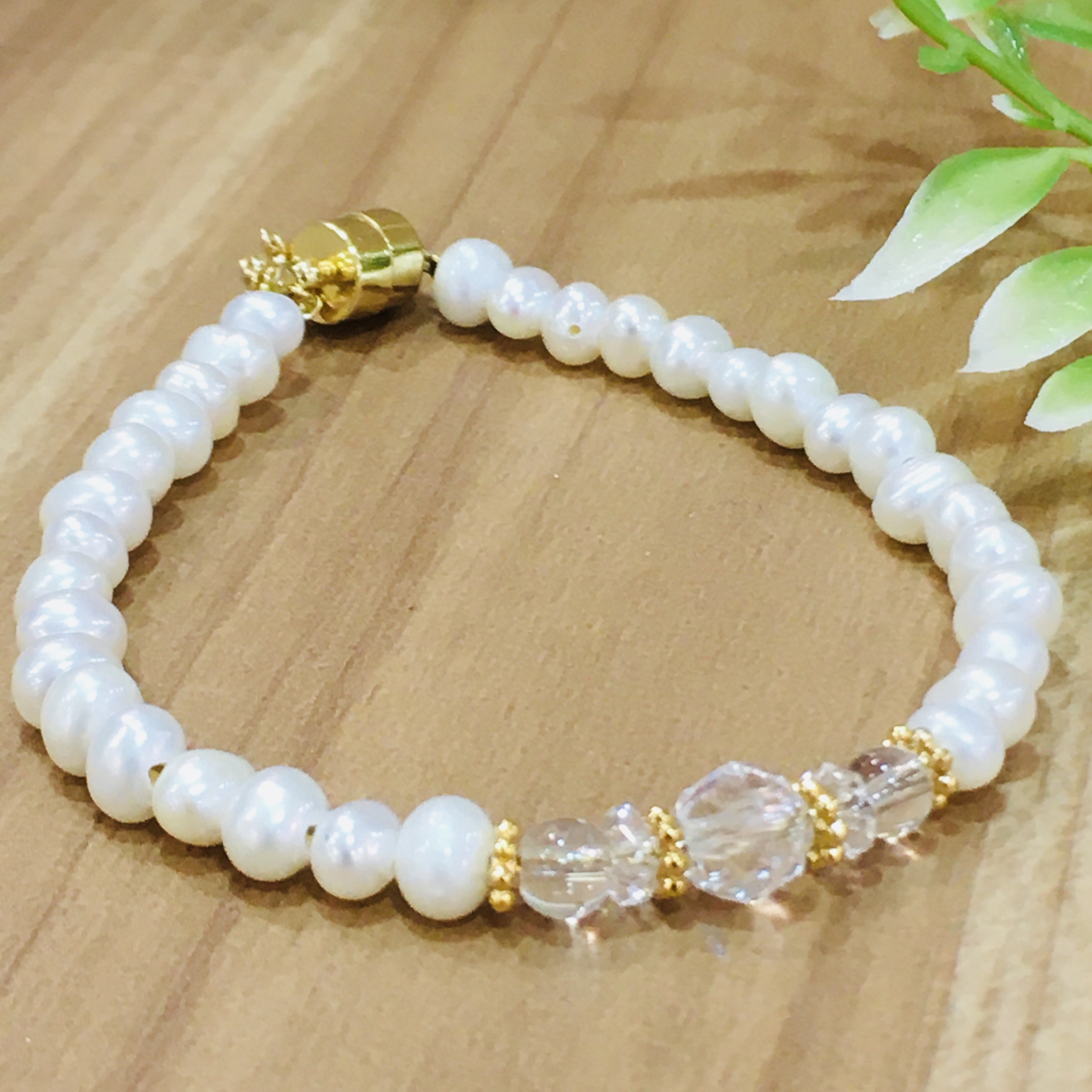 誕生石×淡水パール/マグネットブレスレット