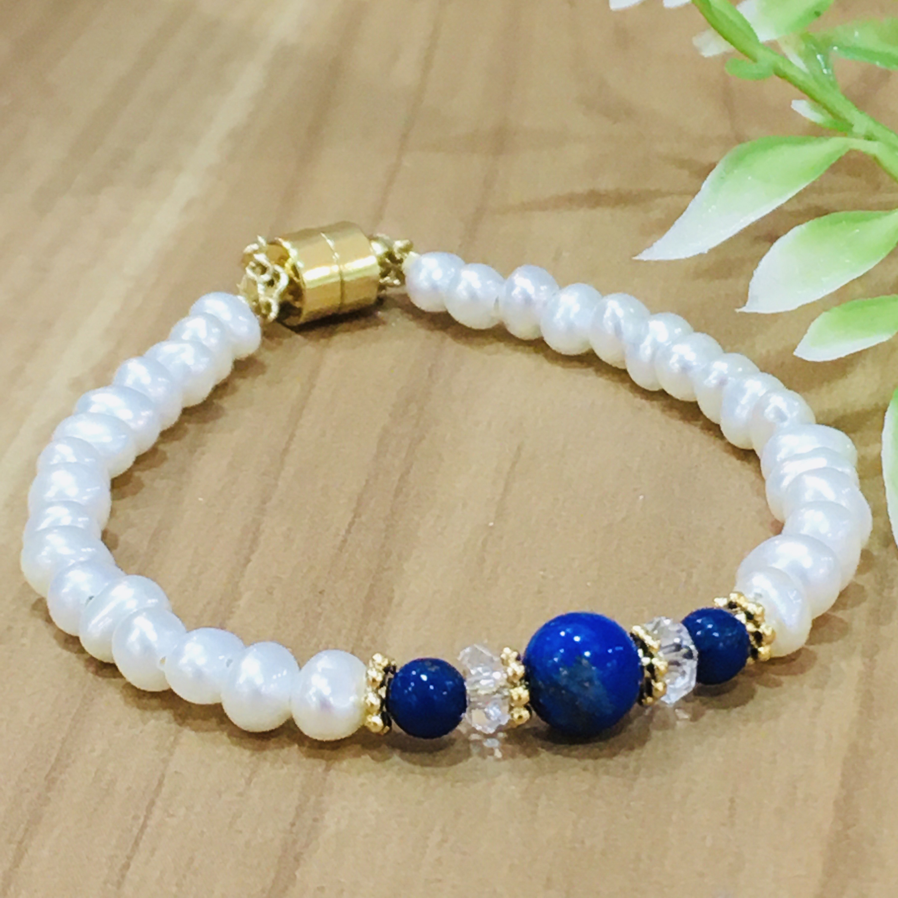 誕生石×淡水パール/マグネットブレスレット