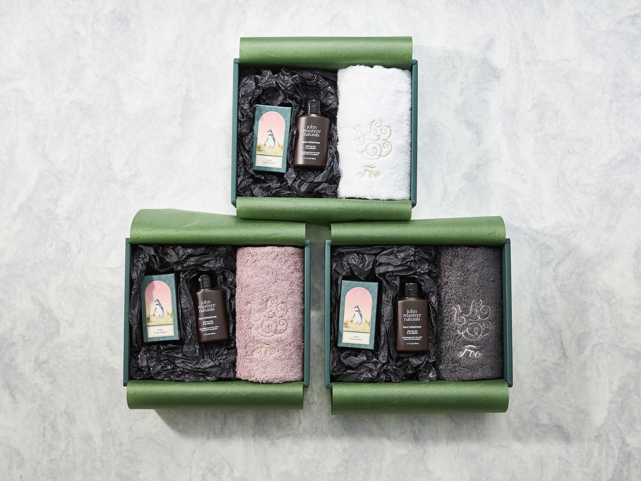 Foo Tokyo × johnmasters organics ハンドタオル&バスオイル+T&Eハンドリフレッシュナー 50ml ギフトセット