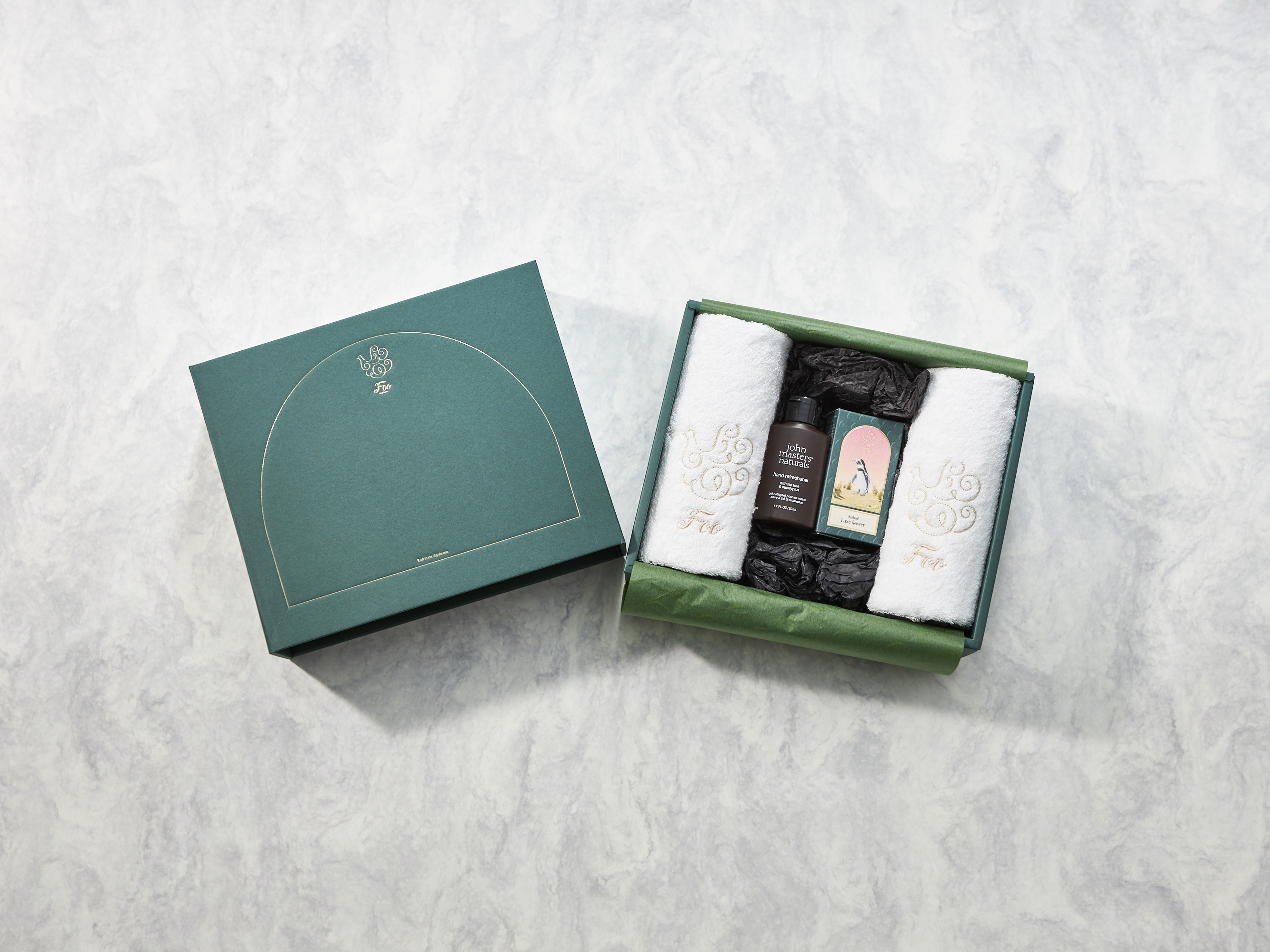 Foo Tokyo × johnmasters organics ハンドタオル2枚&バスオイル+T&Eハンドリフレッシュナー50ml ギフトセット