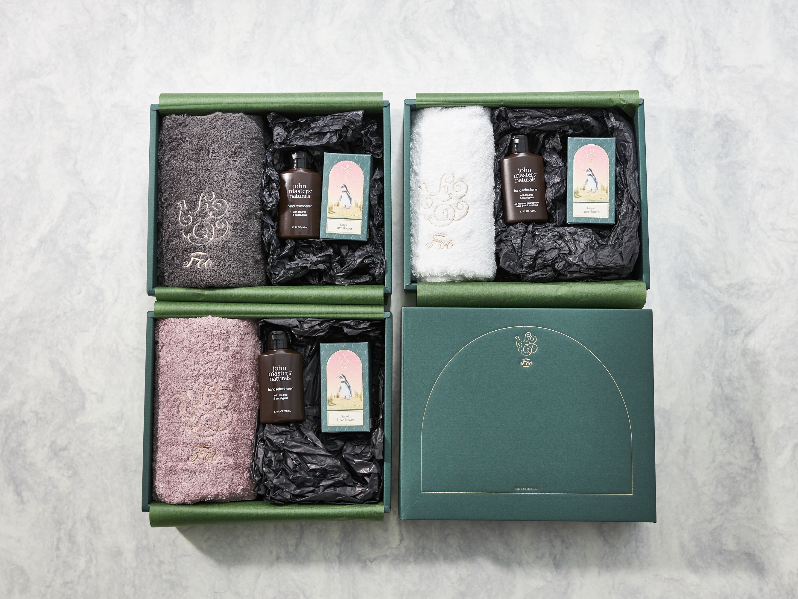 Foo Tokyo × johnmasters organics フェイスタオル&バスオイル+jT&Eハンドリフレッシュナー50ml ギフトセット