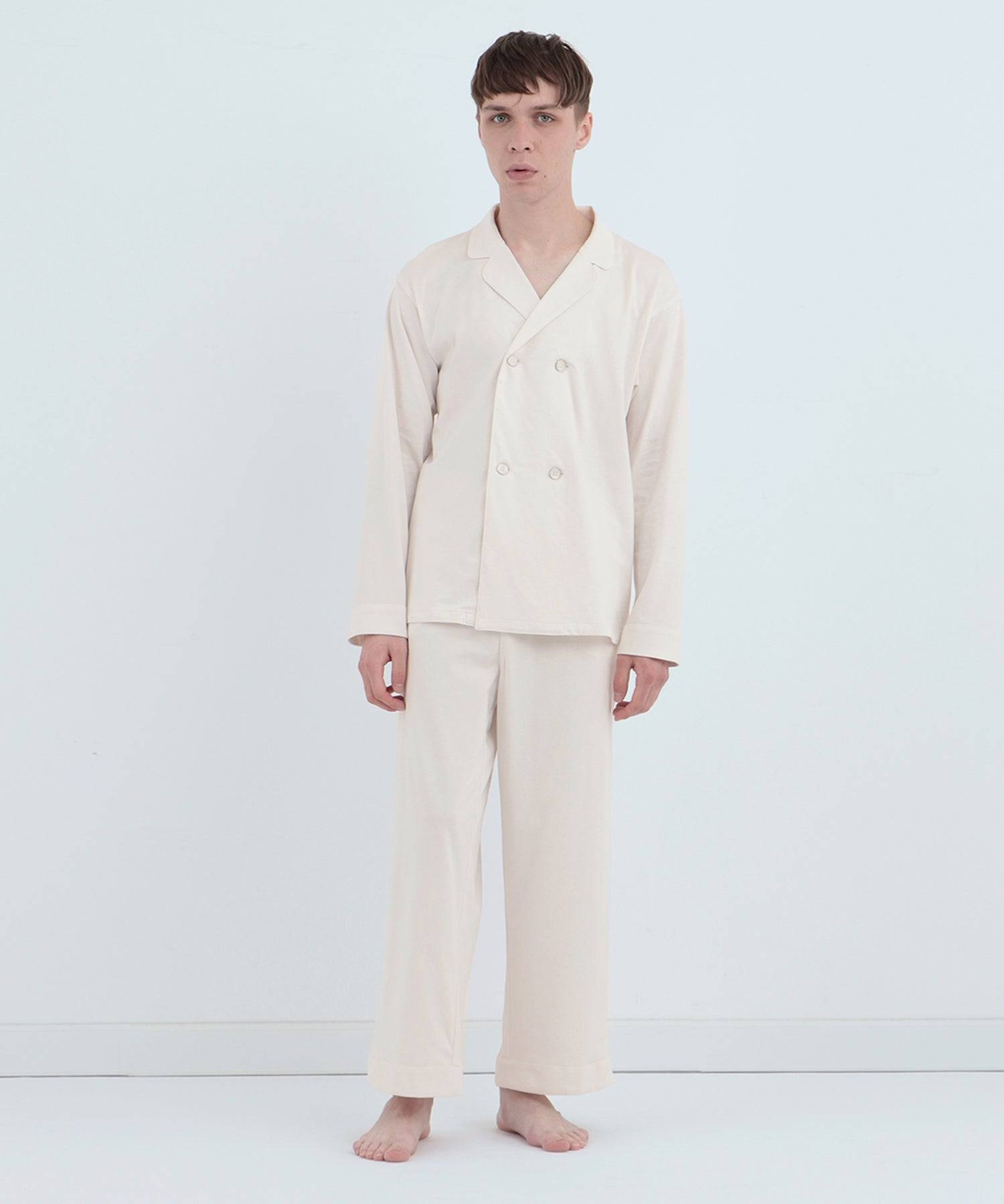 【セットアップ】ロイヤル オーガニックコットン ダブルボタンパジャマ＜オフホワイト＞