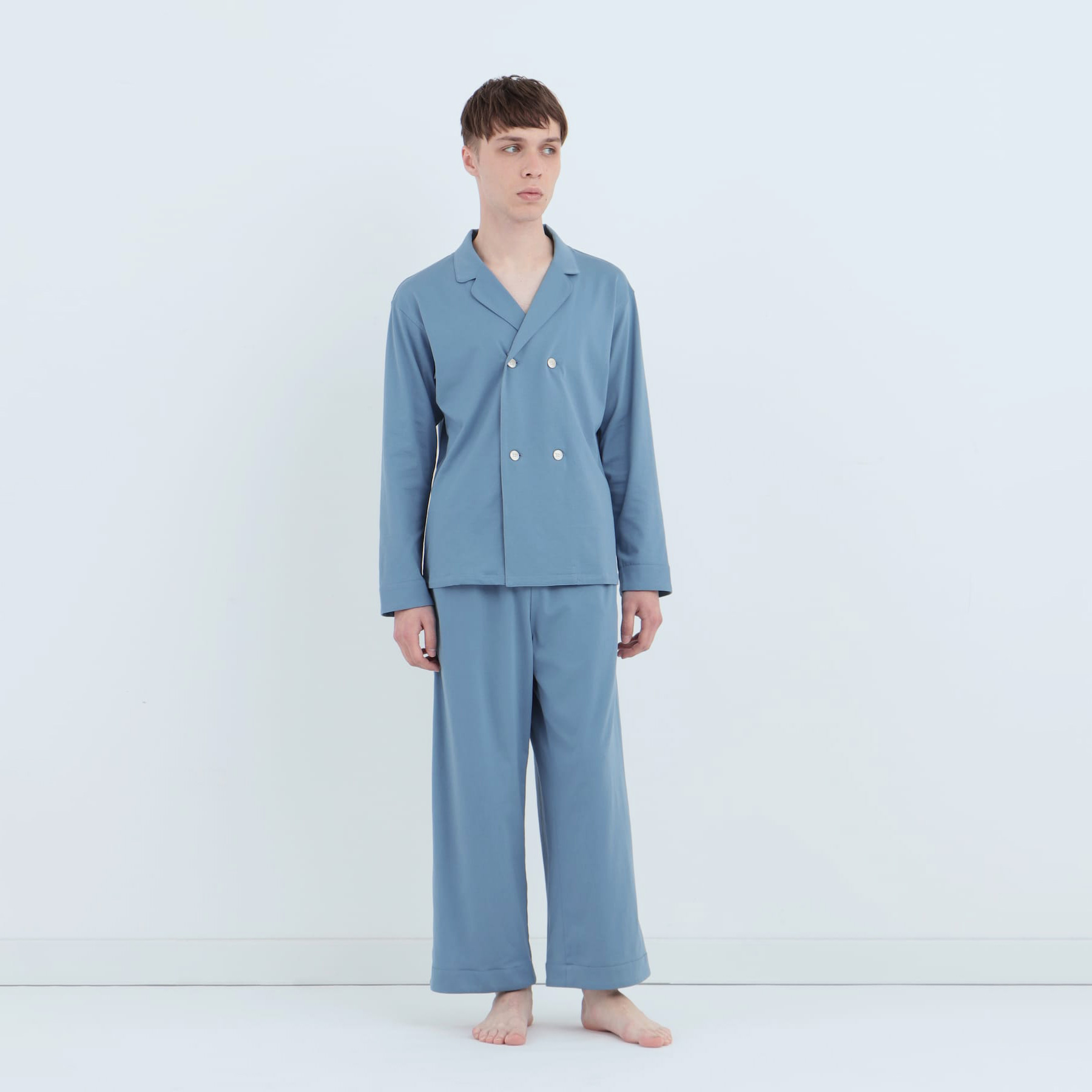 【セットアップ】ロイヤル オーガニックコットン ダブルボタンパジャマ<コバルトブルー>
