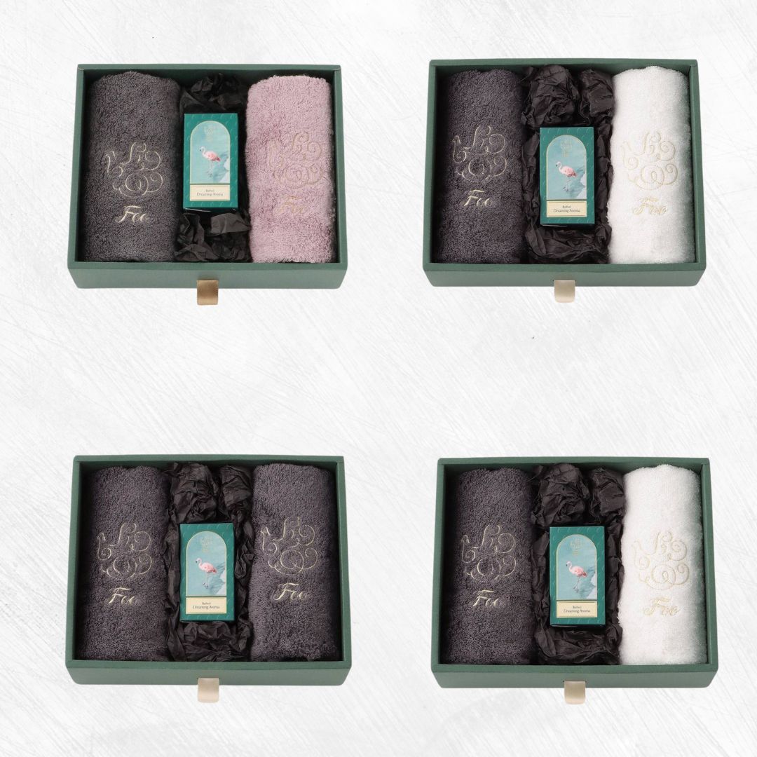 オーガニックコットン ハンドタオル2枚 & Foo Tokyo バスオイル Dreaming Aroma 1本 ギフトセット