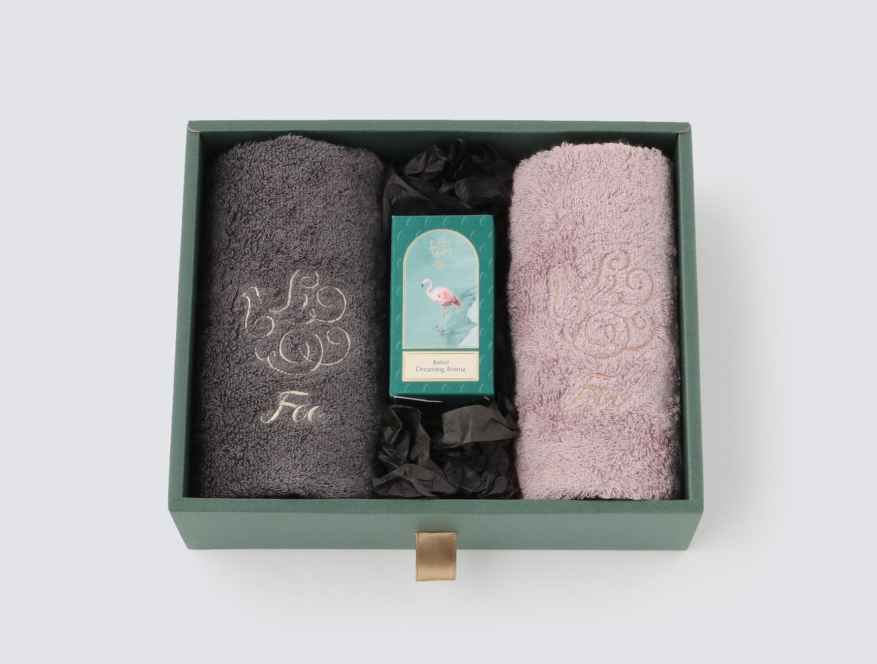 オーガニックコットン ハンドタオル2枚 & Foo Tokyo バスオイル Dreaming Aroma 1本 ギフトセット