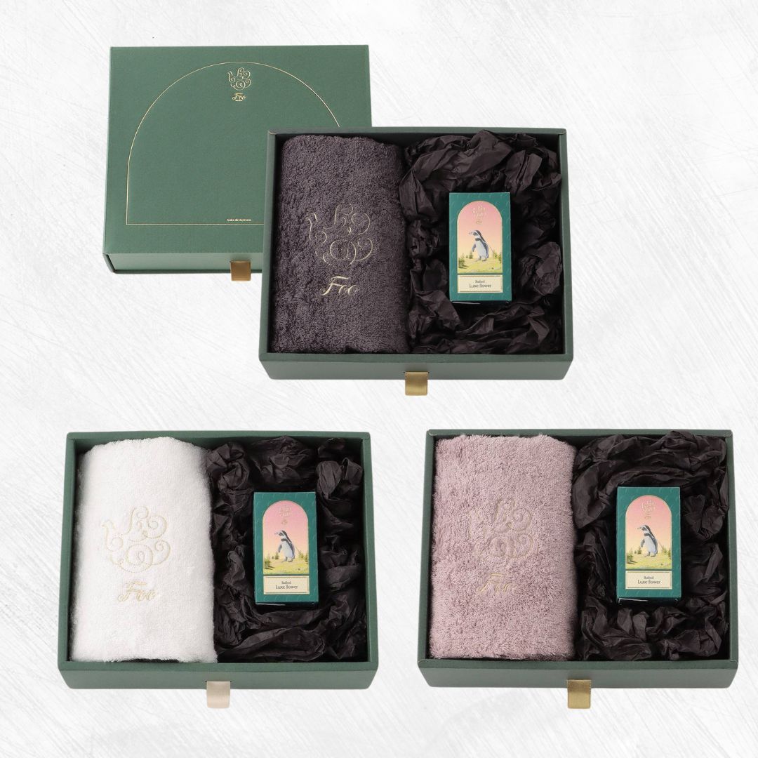 オーガニックコットン フェイスタオル&Foo TokyoバスオイルLuxe Flower 1本ギフトセット