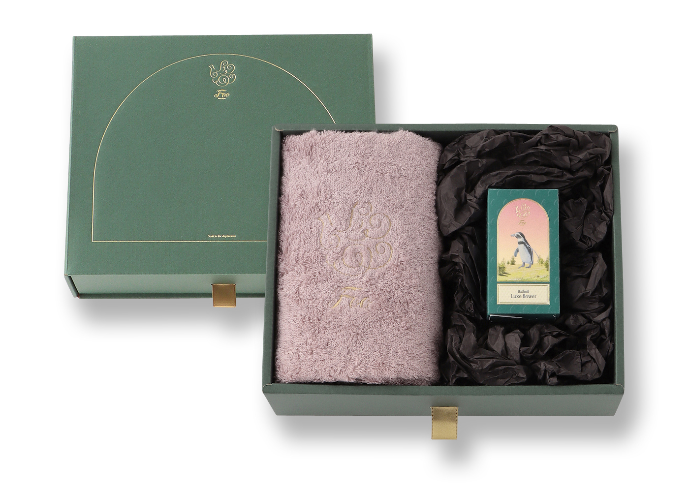 オーガニックコットン フェイスタオル＆Foo TokyoバスオイルLuxe Flower 1本ギフトセット