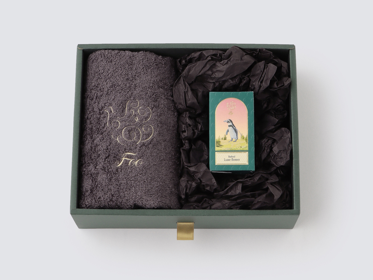 オーガニックコットン フェイスタオル＆Foo TokyoバスオイルLuxe Flower 1本ギフトセット