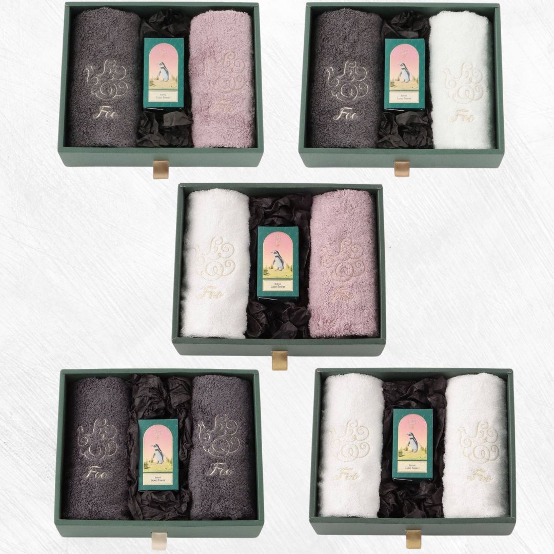 オーガニックコットン ハンドタオル2枚&Foo TokyoバスオイルLuxe Flower 1本ギフトセット