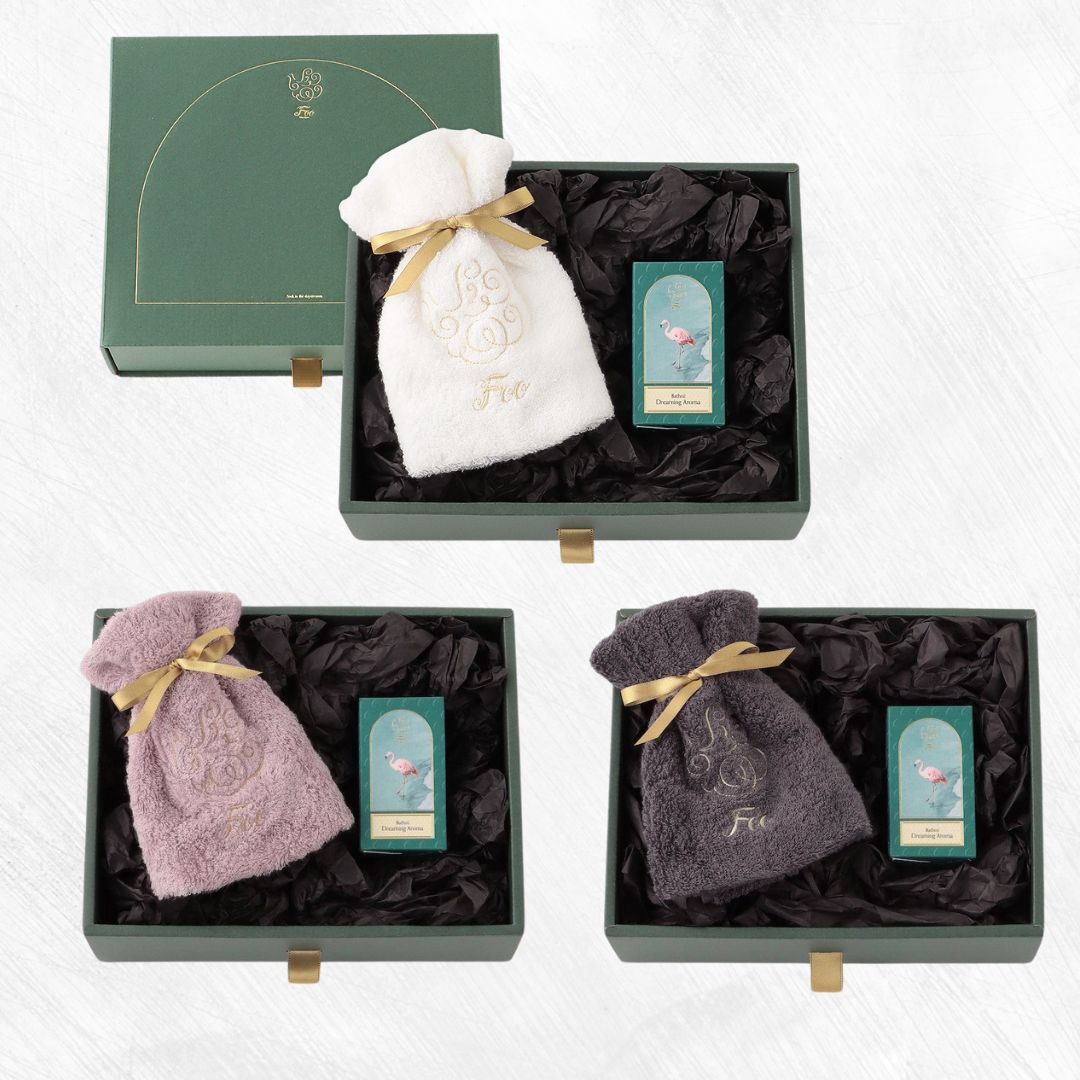 オーガニックコットン ハンドタオル & Foo Tokyo バスオイル Dreaming Aroma 1本 ギフトセット