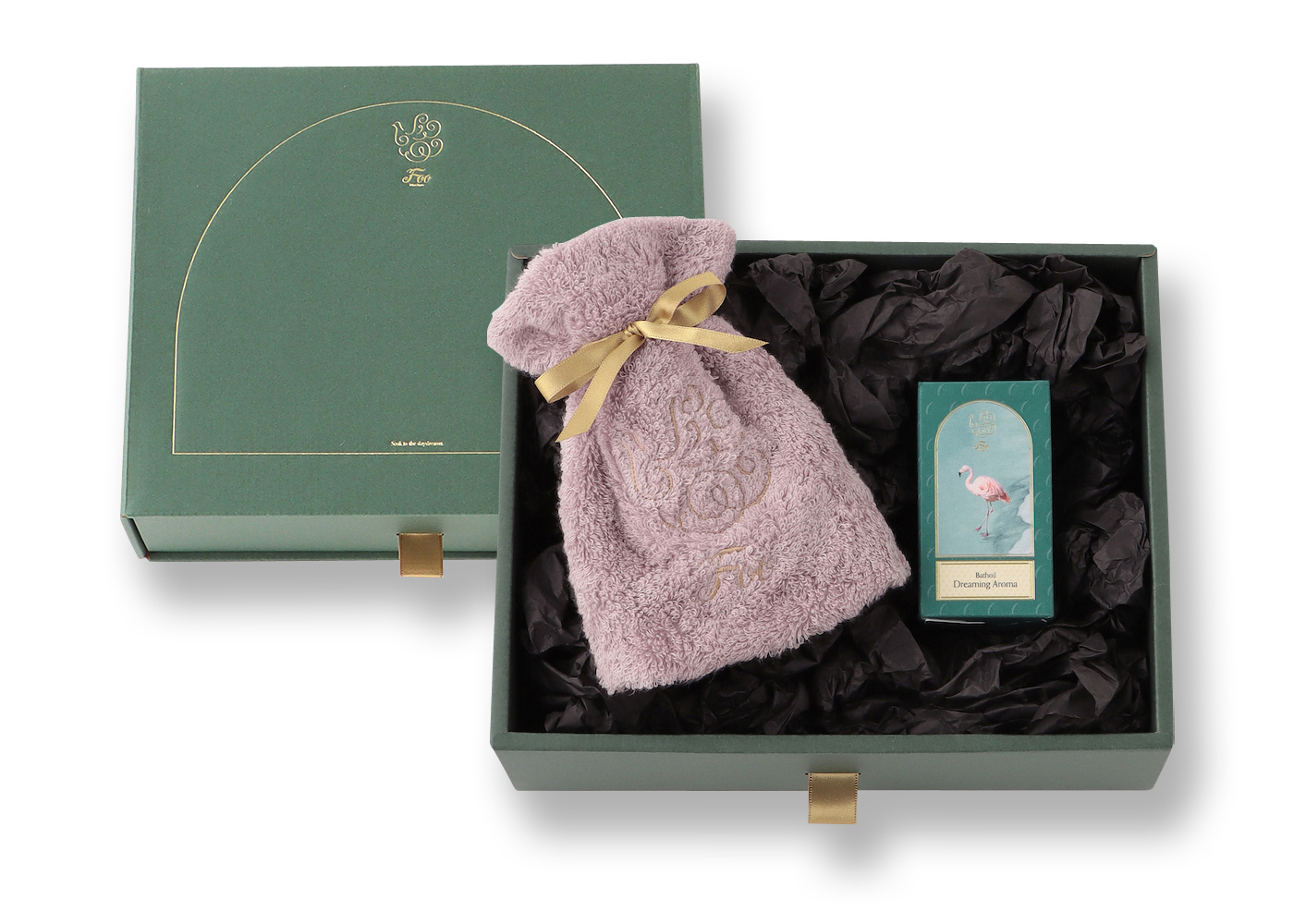 オーガニックコットン ハンドタオル & Foo Tokyo バスオイル Dreaming Aroma 1本 ギフトセット