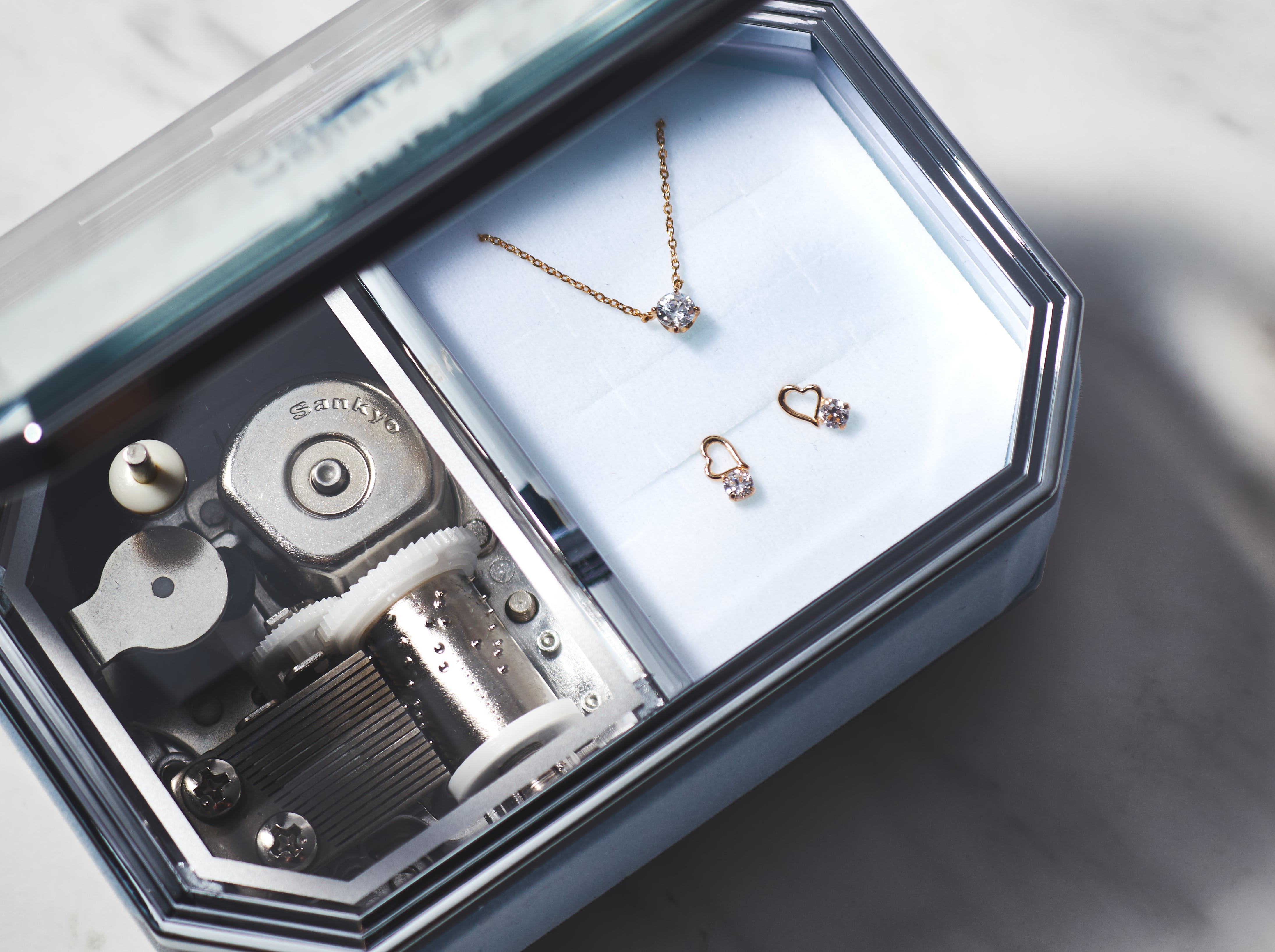 【名入れケース】しずくネックレス&ピアス　2点セット