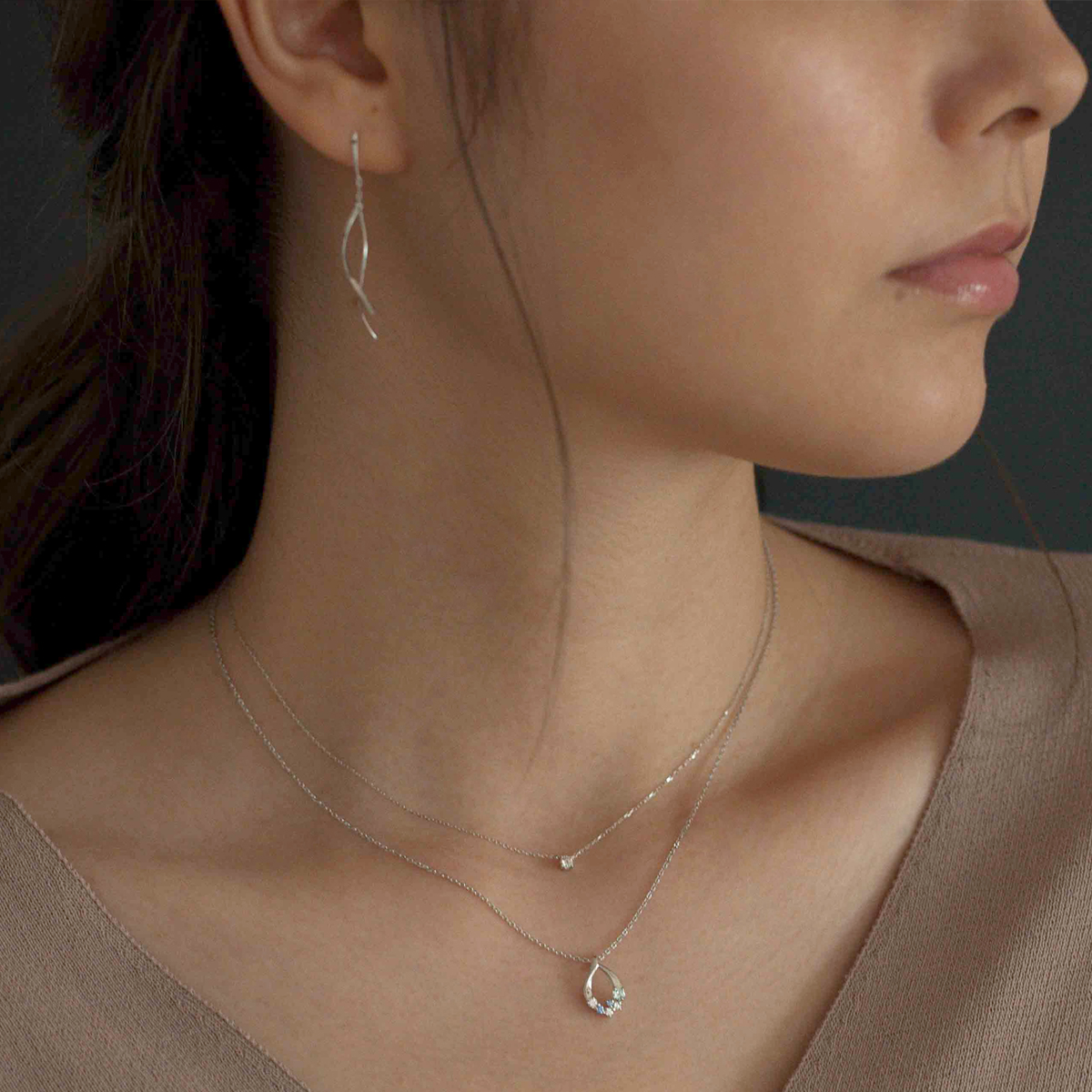 【名入れケース】しずくネックレス&ピアス　2点セット