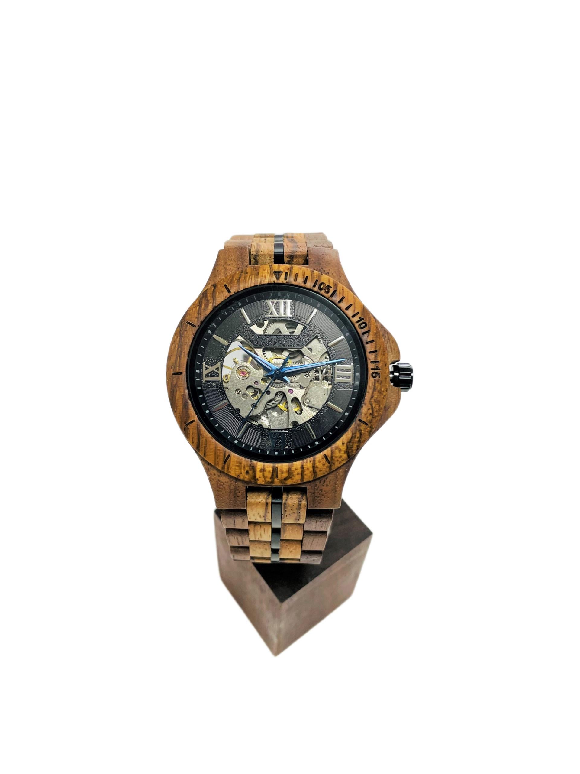 木製腕時計（Unisex）Automatic（自動巻き） ブラック×ナチュラル EWCRZ3