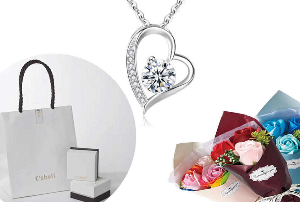 ワンポイントストーンオープンハートネックレス