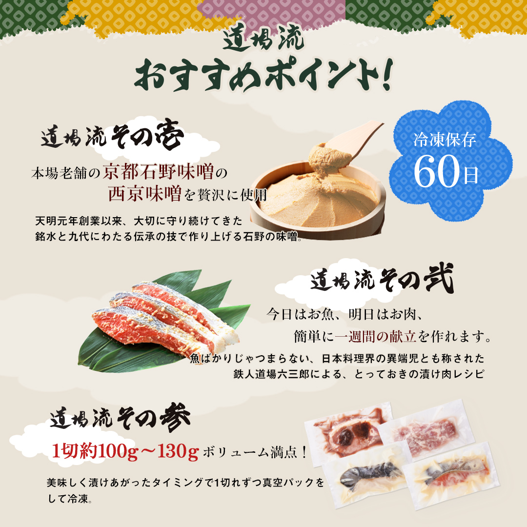 ろくさん亭 道場六三郎監修 銀座のごちそう漬け魚・漬け肉セットD（04015-008）