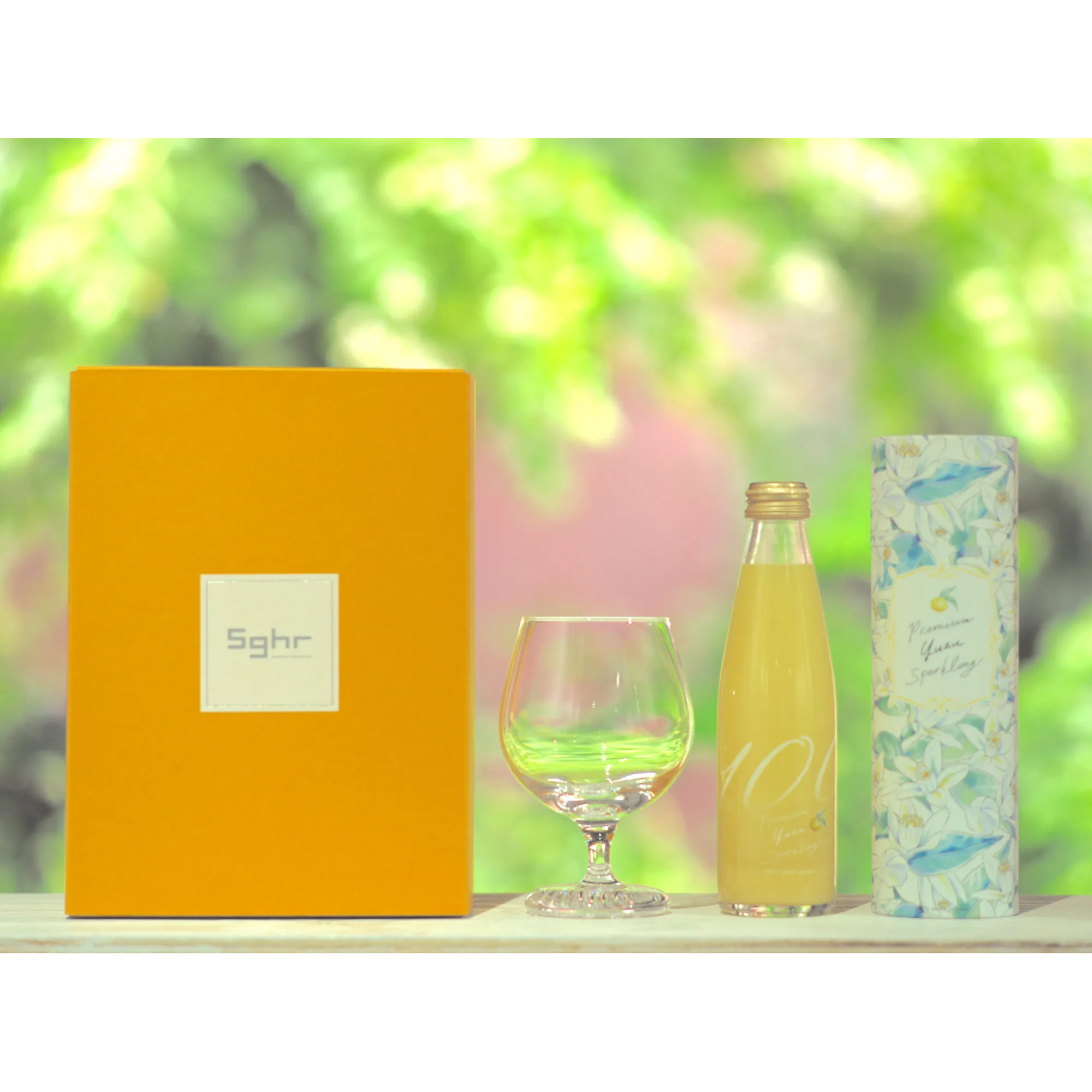 【Sghr グラス付】Premium Yuzu Sparkling ×Sghr スガハラ限定ギフトセット -Glass two：Relax-