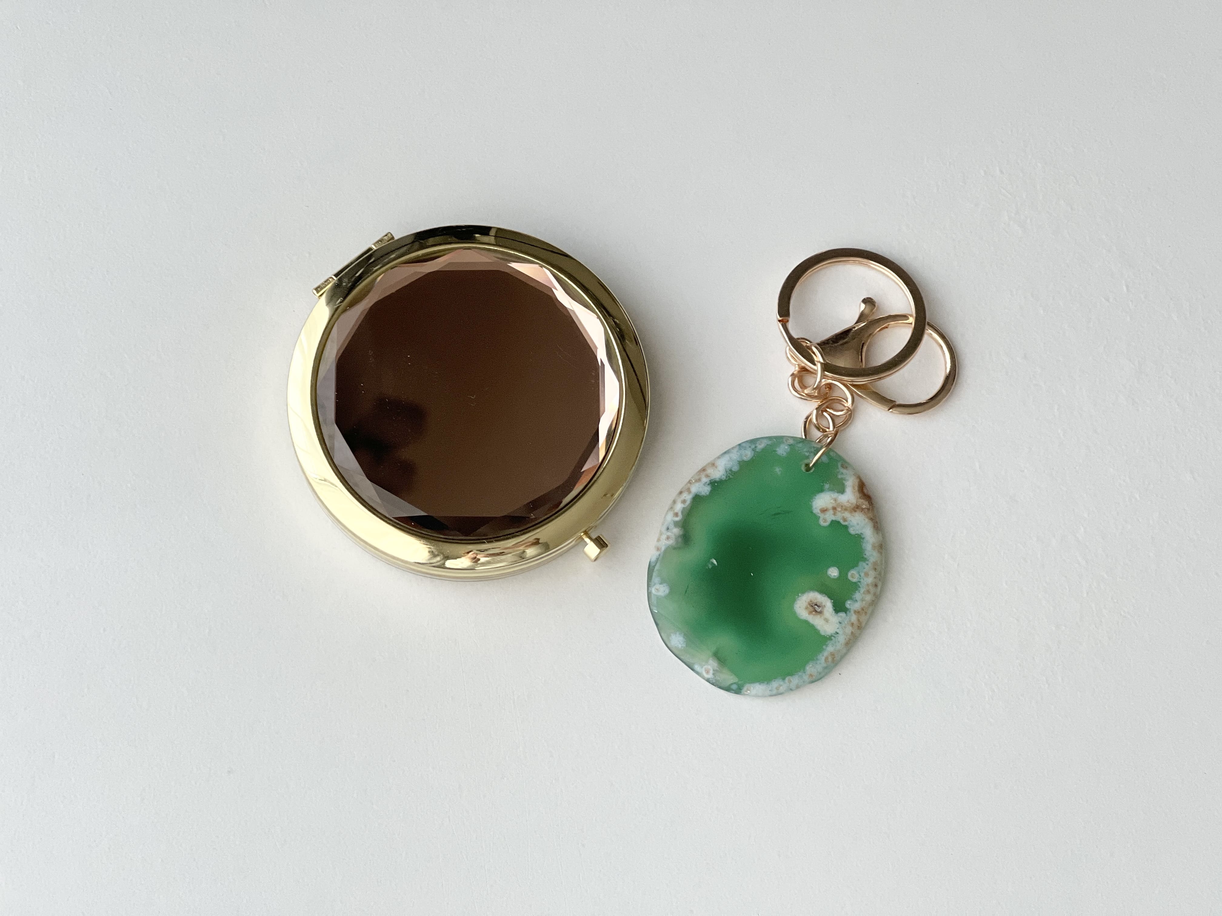 名入れコンパクトミラー&キーホルダーセット