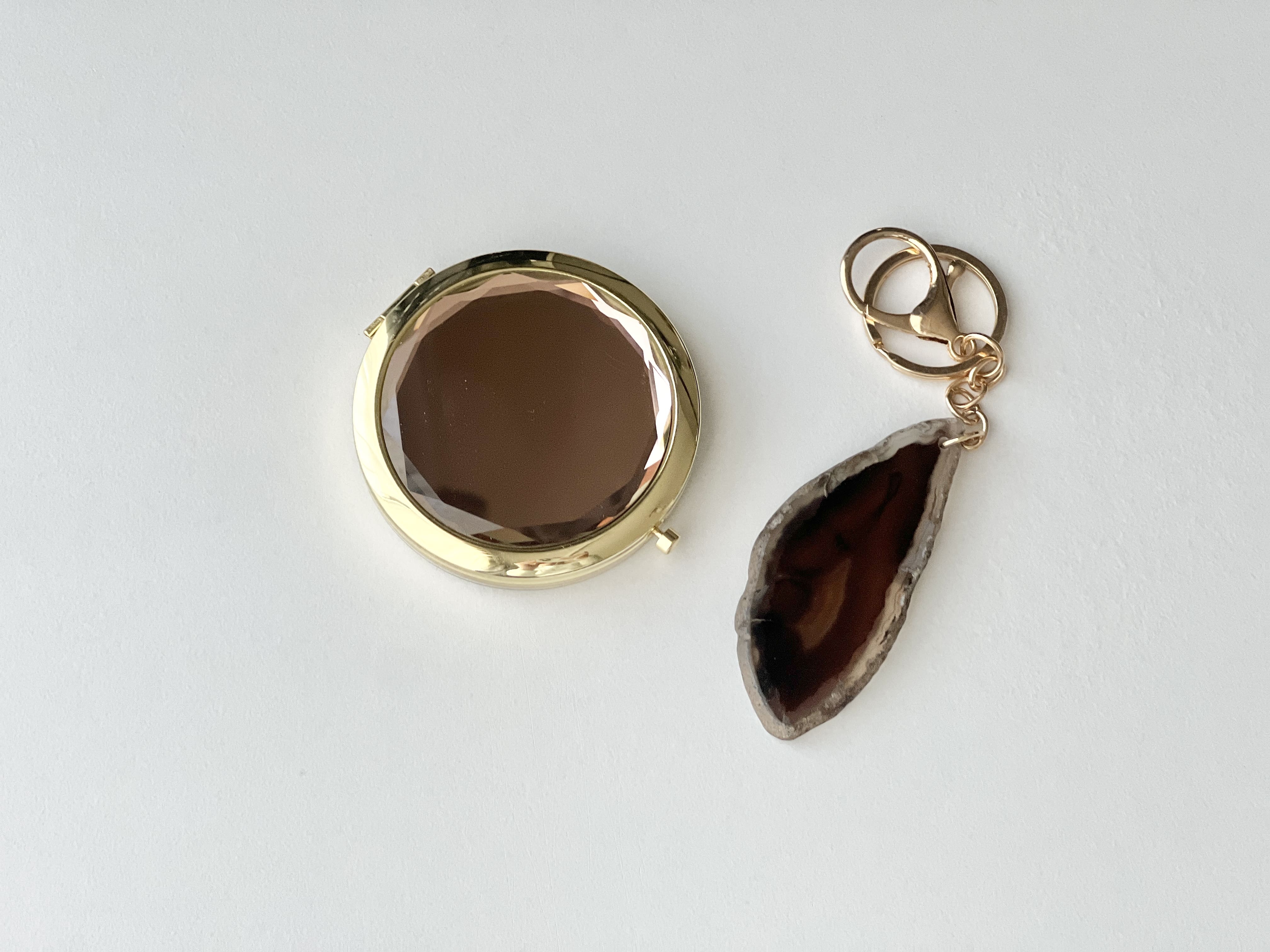 名入れコンパクトミラー&キーホルダーセット