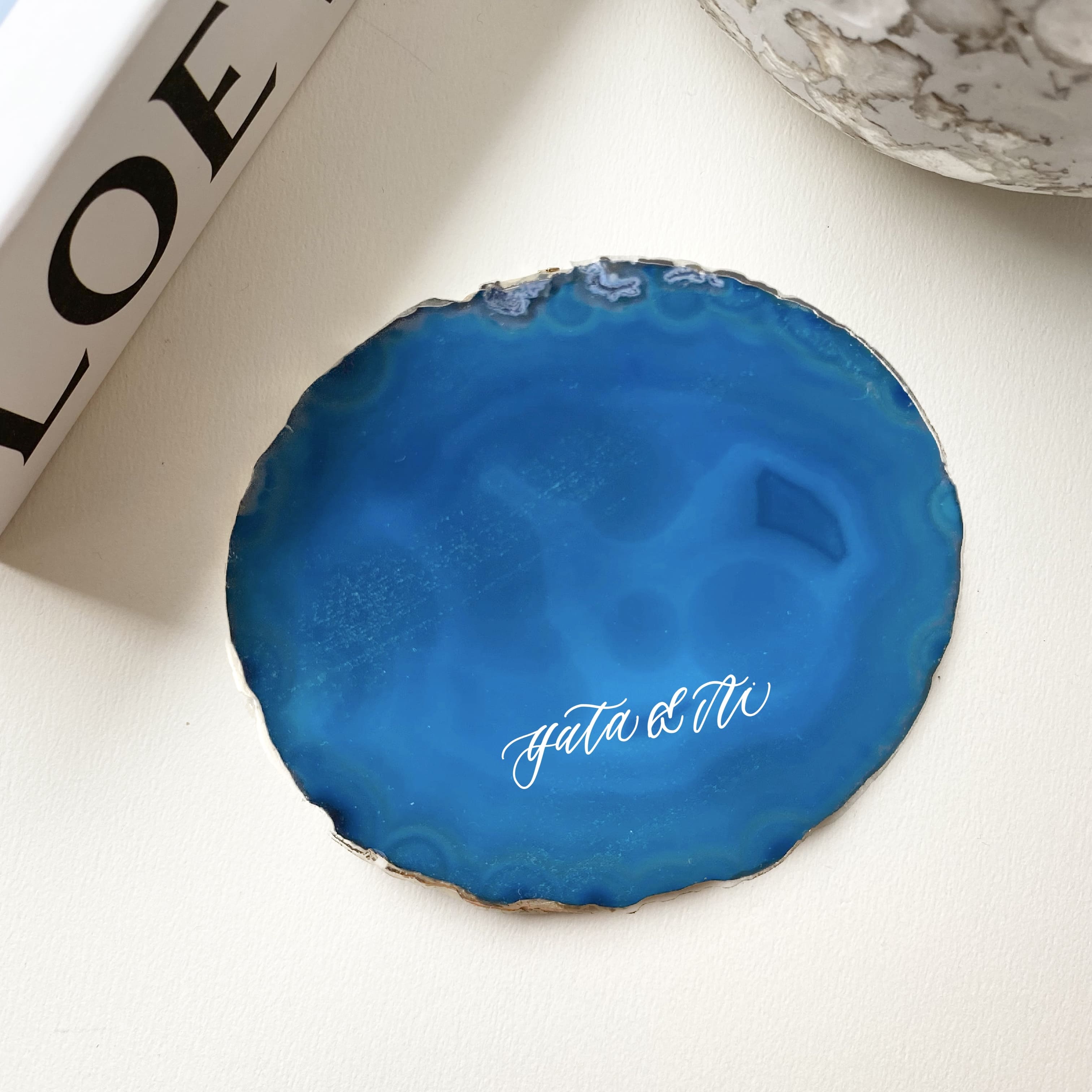 ゴールドリムアゲートリングプレート ラウンド