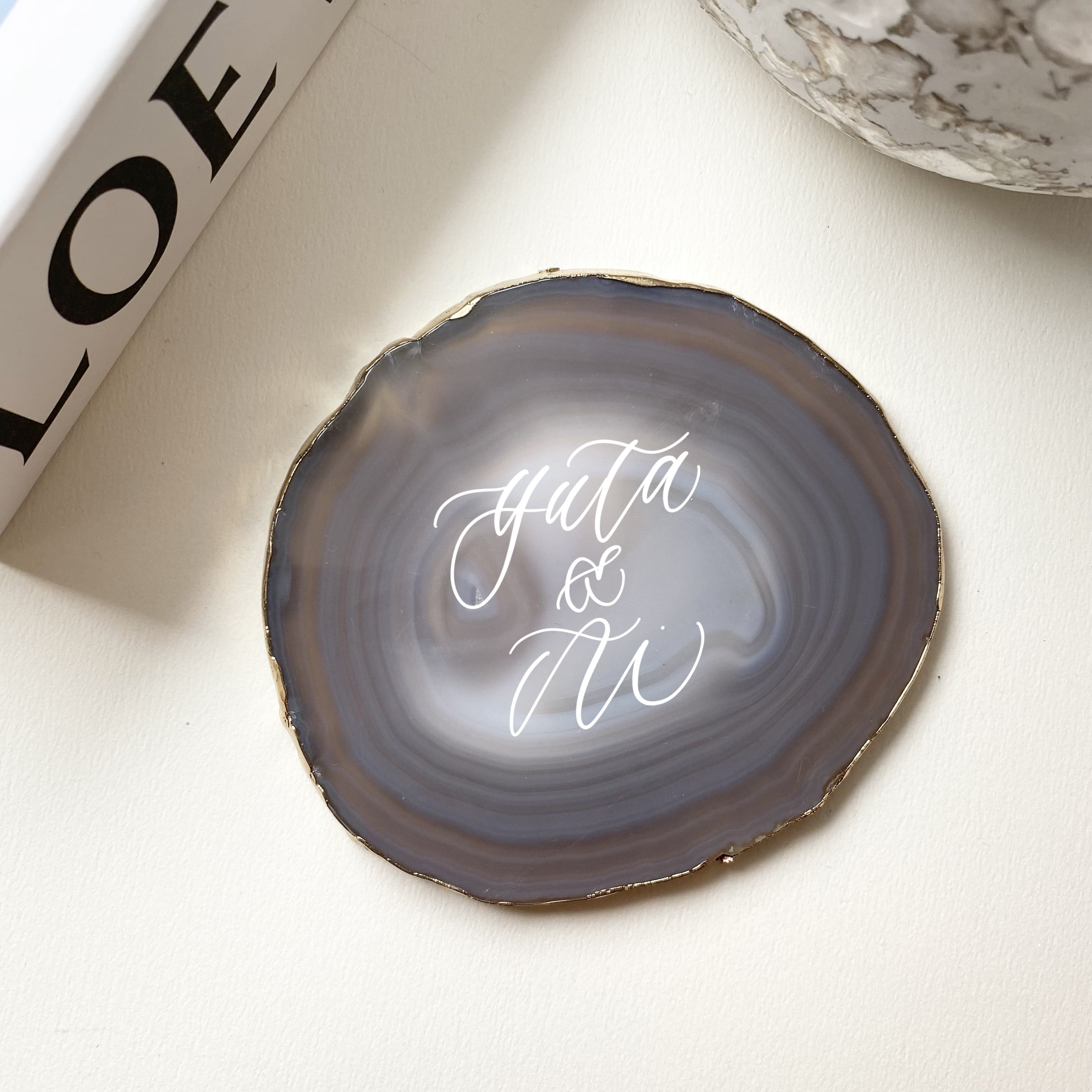 ゴールドリムアゲートリングプレート ラウンド