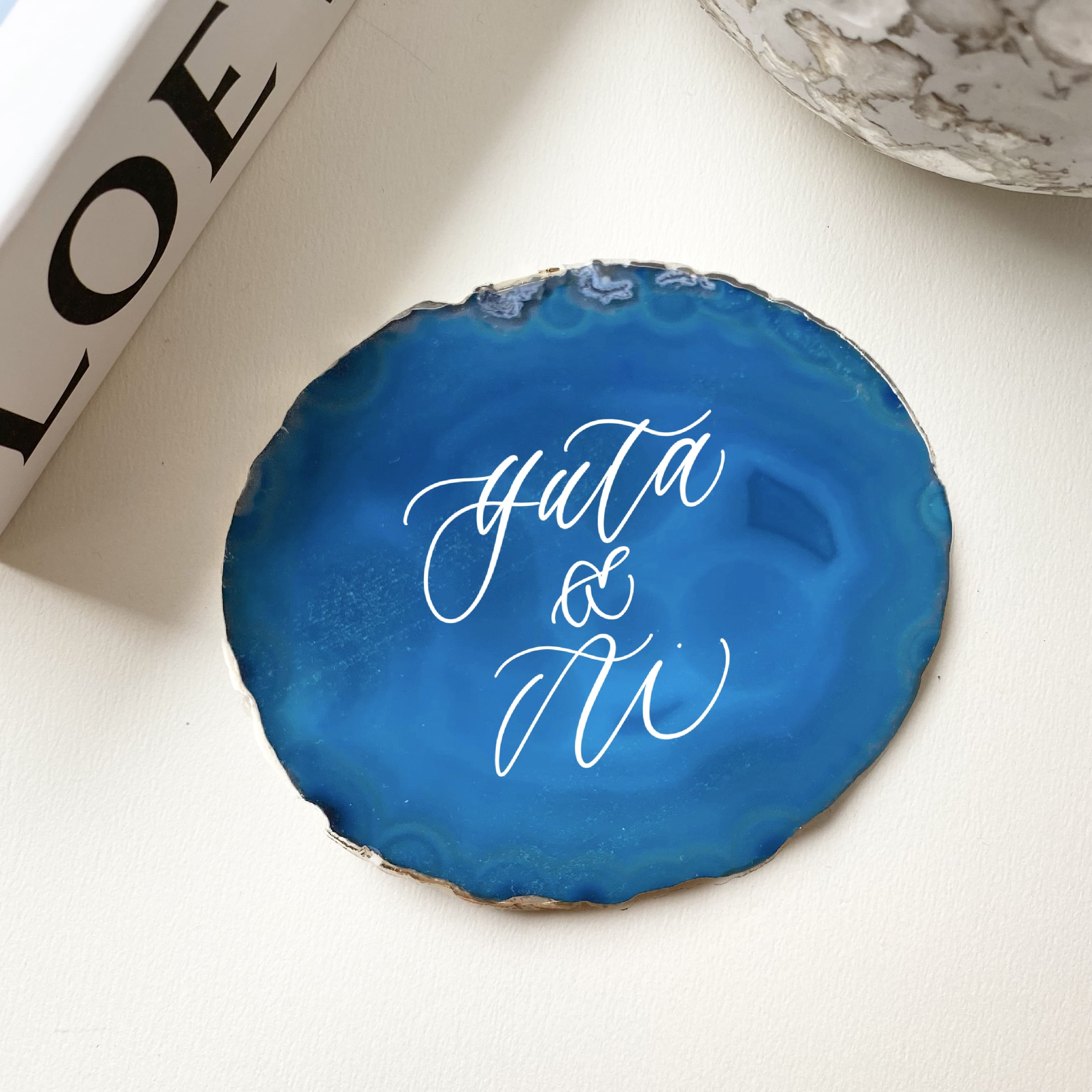 ゴールドリムアゲートリングプレート ラウンド