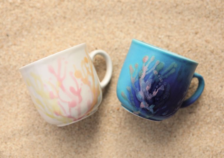沖縄の海と縁起の良い珊瑚カップ セット