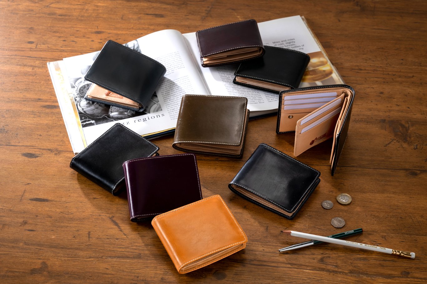 ブライドルレザー二つ折り財布