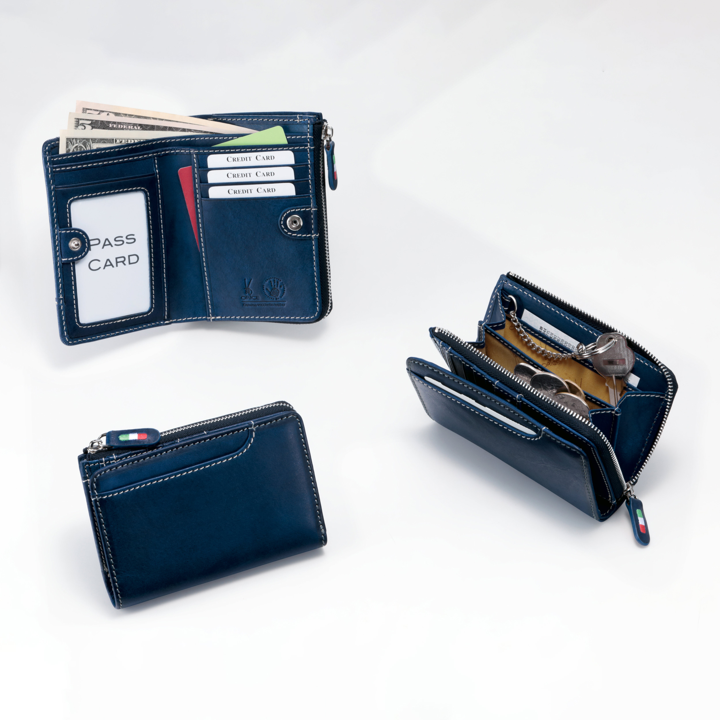 オリーチェバケッタレザーミディウォレット｜二つ折り財布