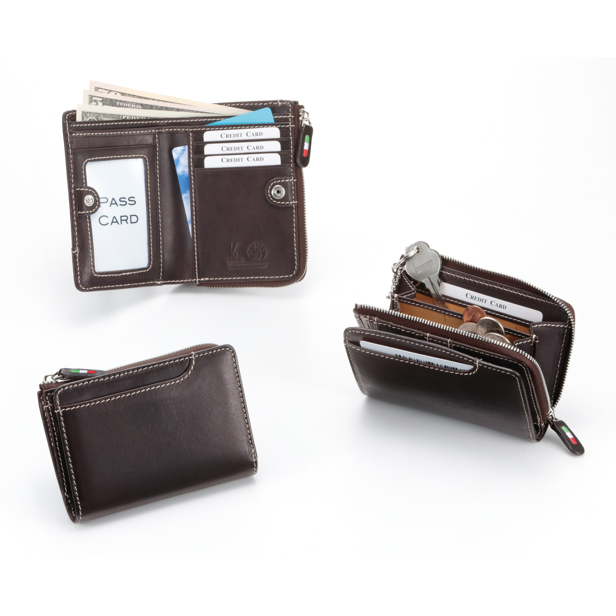 オリーチェバケッタレザーミディウォレット｜二つ折り財布