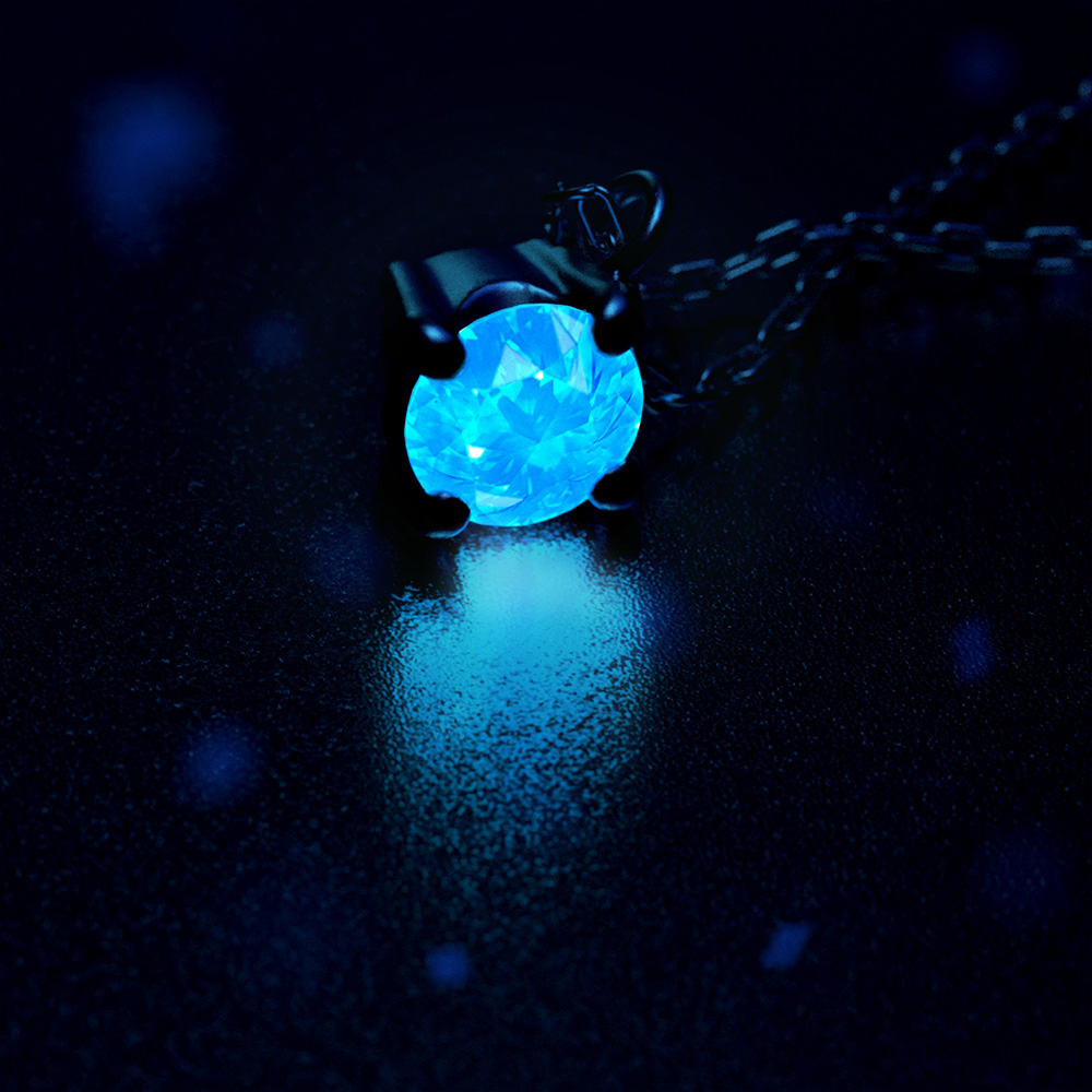 ネオンの光で光るダイヤモンドネックレス　0.03ct